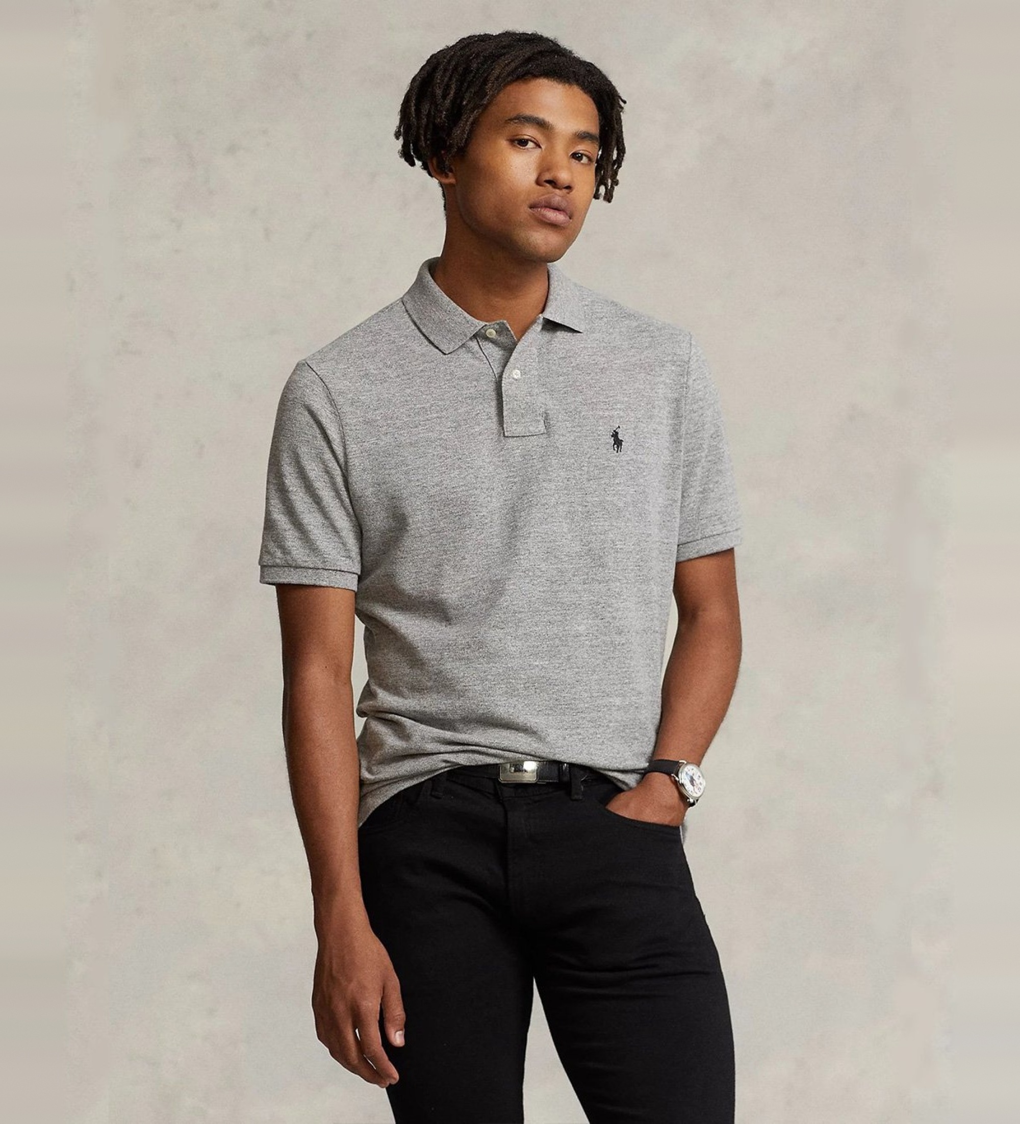 Polo Ralph Lauren für Herren. 710548797011 Slim Fit Polohemd grau Polohemd (M), Lässig, Baumwolle, Kurzarm