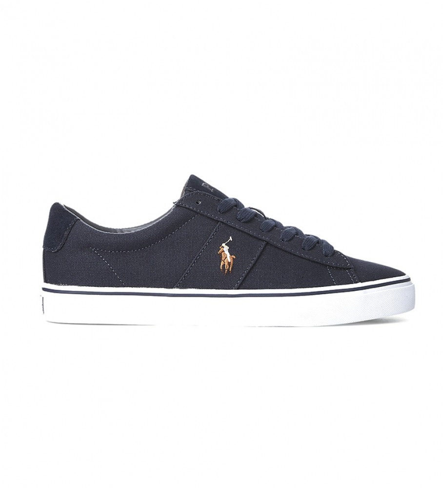 Polo Ralph Lauren für Herren. 816749369002 Sayer Marine Canvas-Schuhe (47), Stoff, Wohnung, Schnürsenkel, Lässig