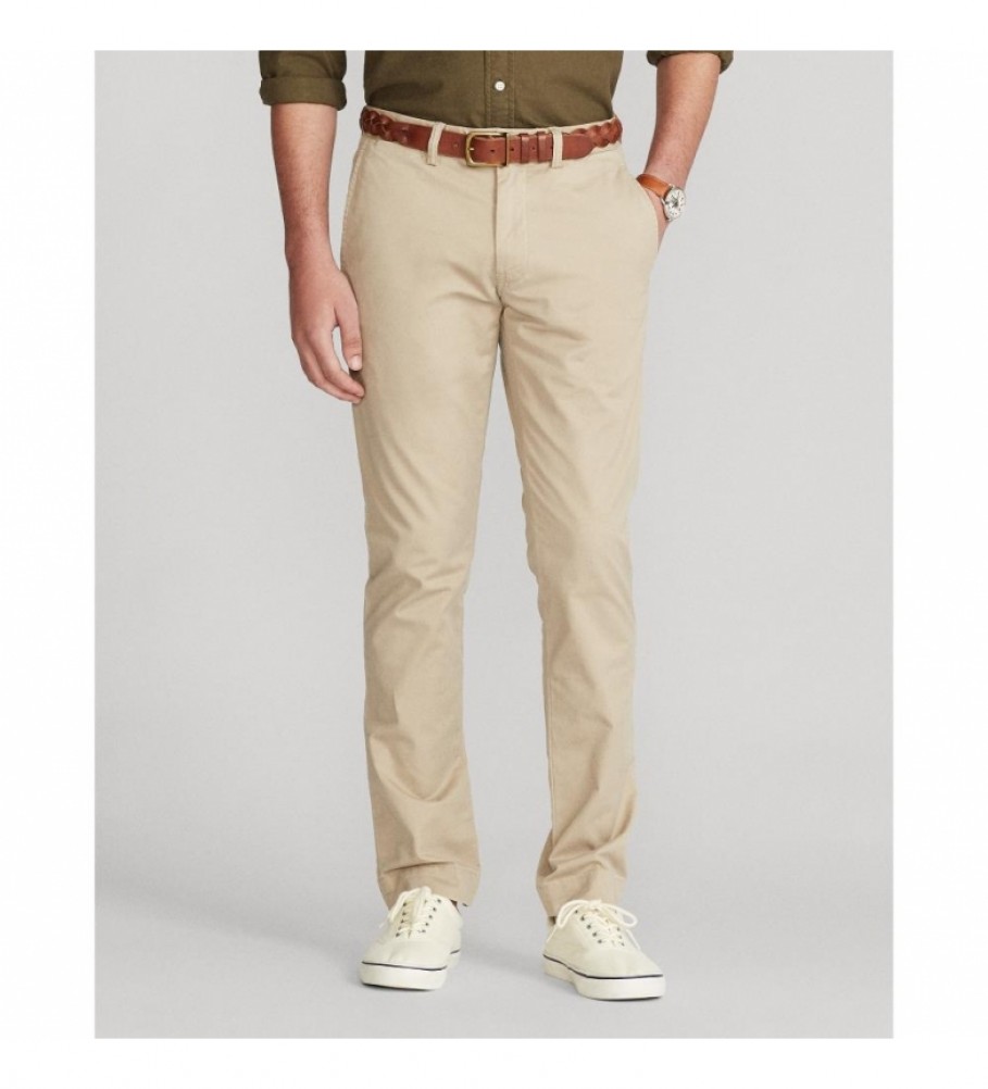 Polo Ralph Laurenvoor mannen. 710778778001 Platte beige broek (32/32), Casual, Katoen, Elastaan