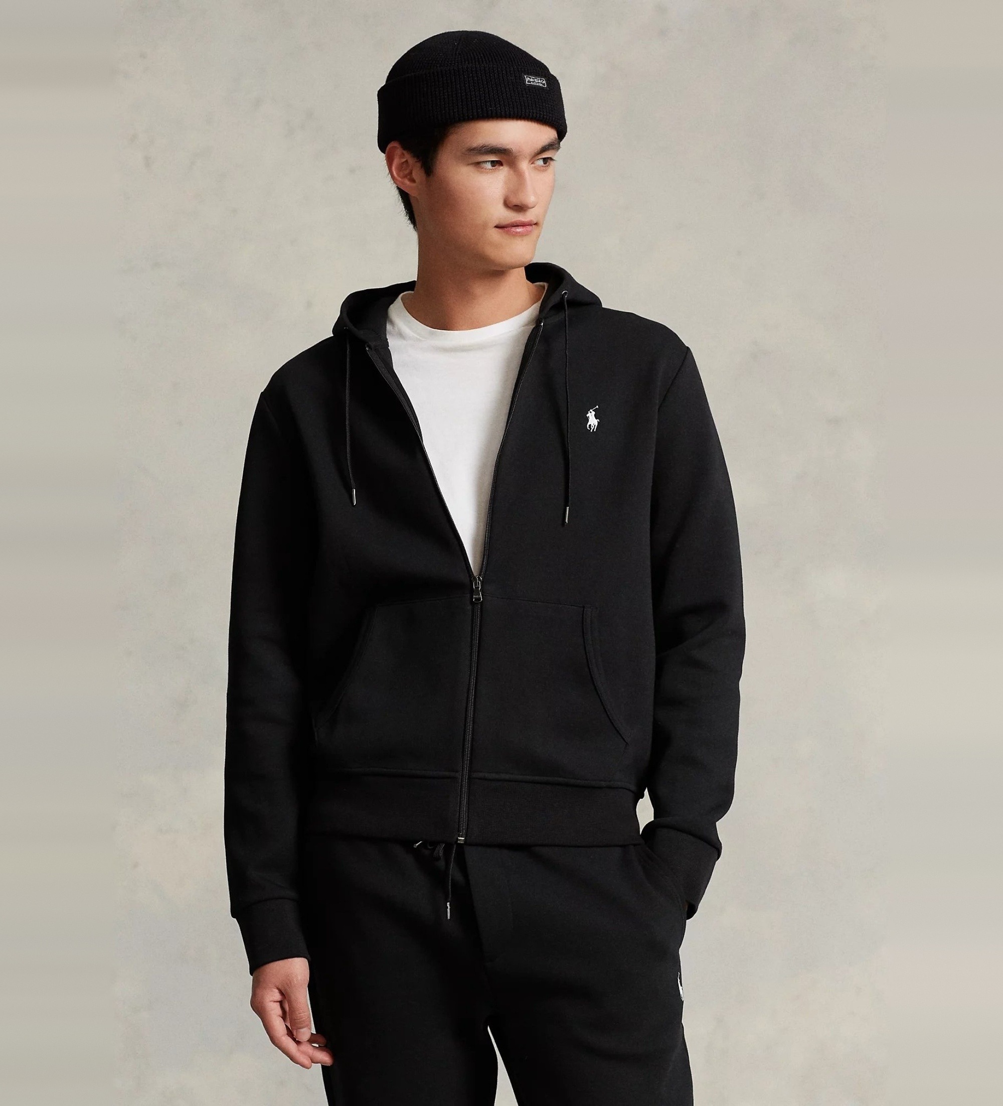 Polo Ralph Lauren für Herren. 710888282001 Doppelt gestricktes Sweatshirt mit schwarzem Reißverschluss (S), Lässig, Baumwolle, Langarm
