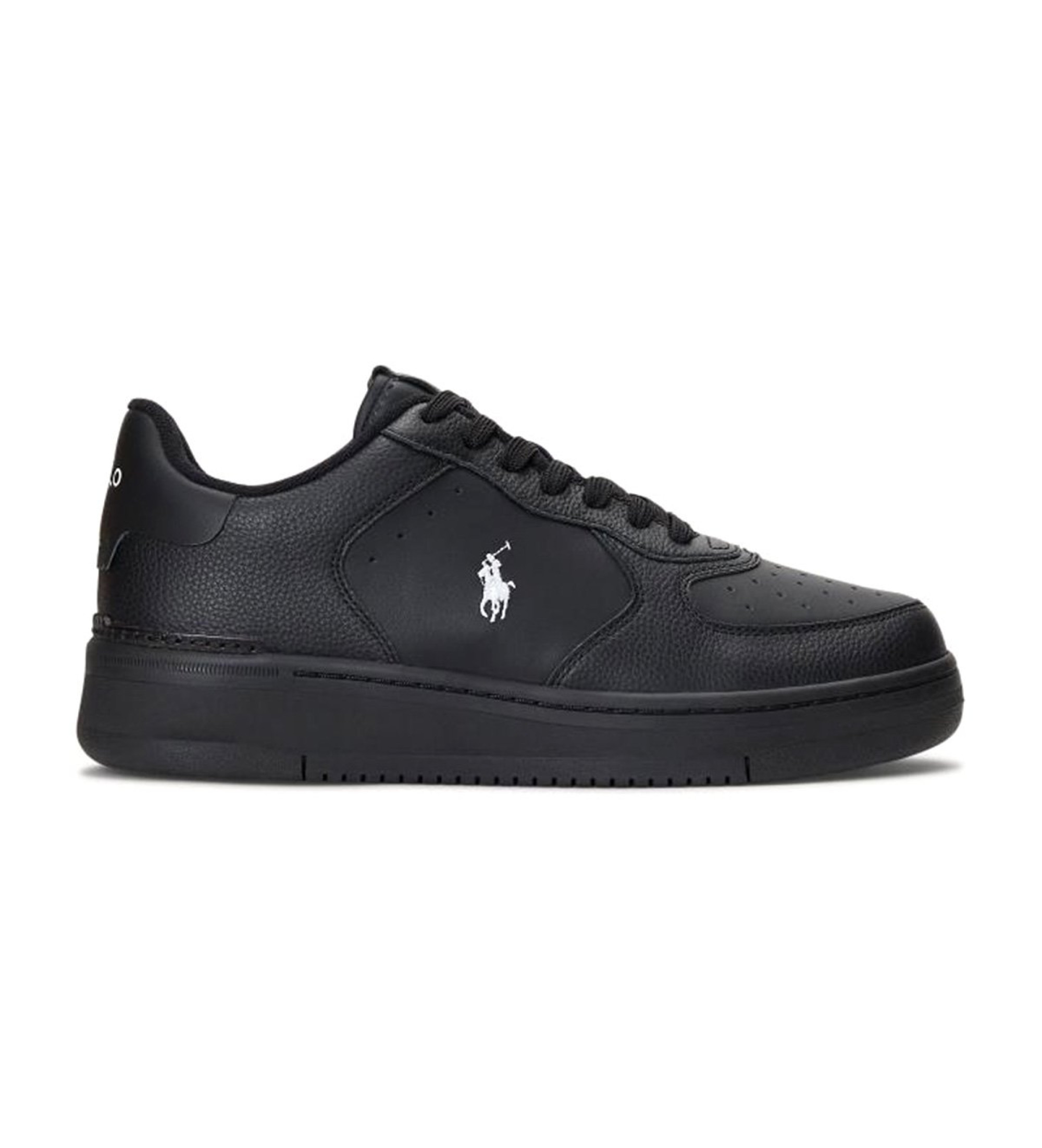 Polo Ralph Lauren für Herren. 809891791002 Masters Coury Leder Turnschuhe schwarz (45), Wohnung, Schnürsenkel, Lässig