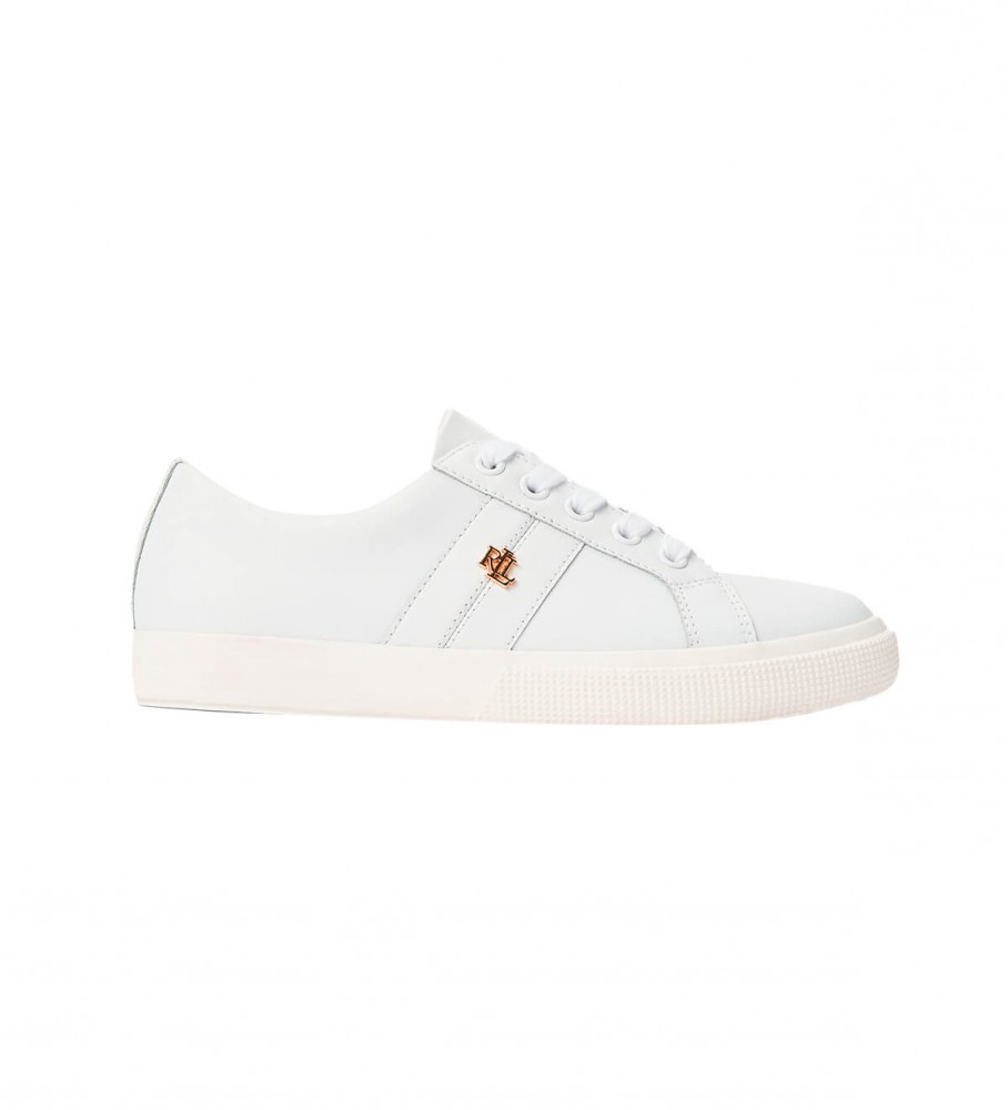 Lauren Ralph Lauren für Damen. 802830937006 Janson II beschichtete Lederschuhe weiß (36.5), Wohnung, Schnürsenkel, Lässig