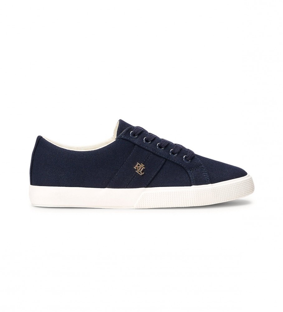 Lauren Ralph Lauren für Damen. 802804598002 Canvas Janson II navy Turnschuhe (40), Stoff, Wohnung, Schnürsenkel, Lässig, Marine