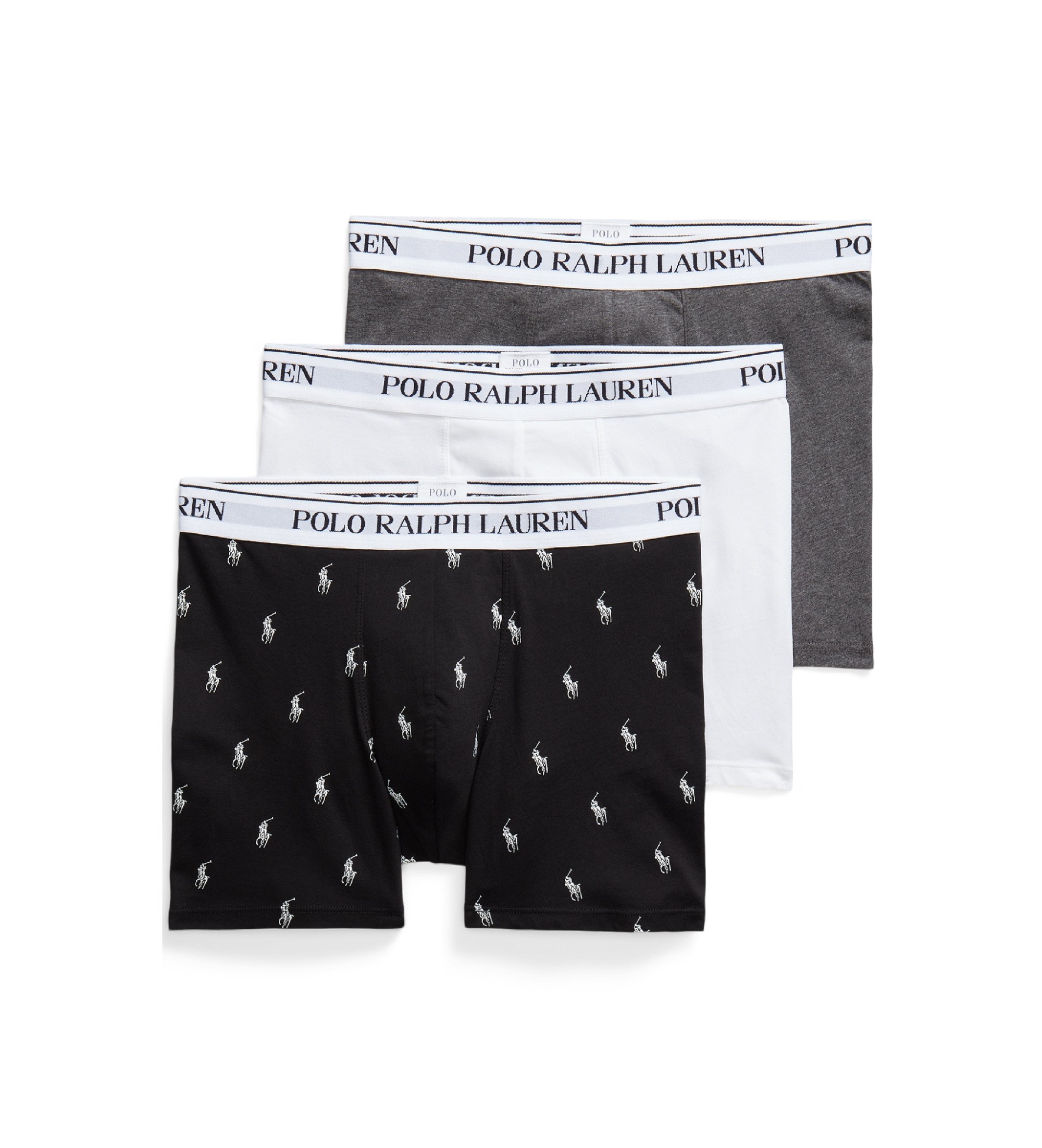 Polo Ralph Lauren für Herren. 714830300075 3er-Set Boxershorts schwarz, weiß, grau, Baumwoll-Stretch-Boxershorts schwarz, weiß, grau (S), He