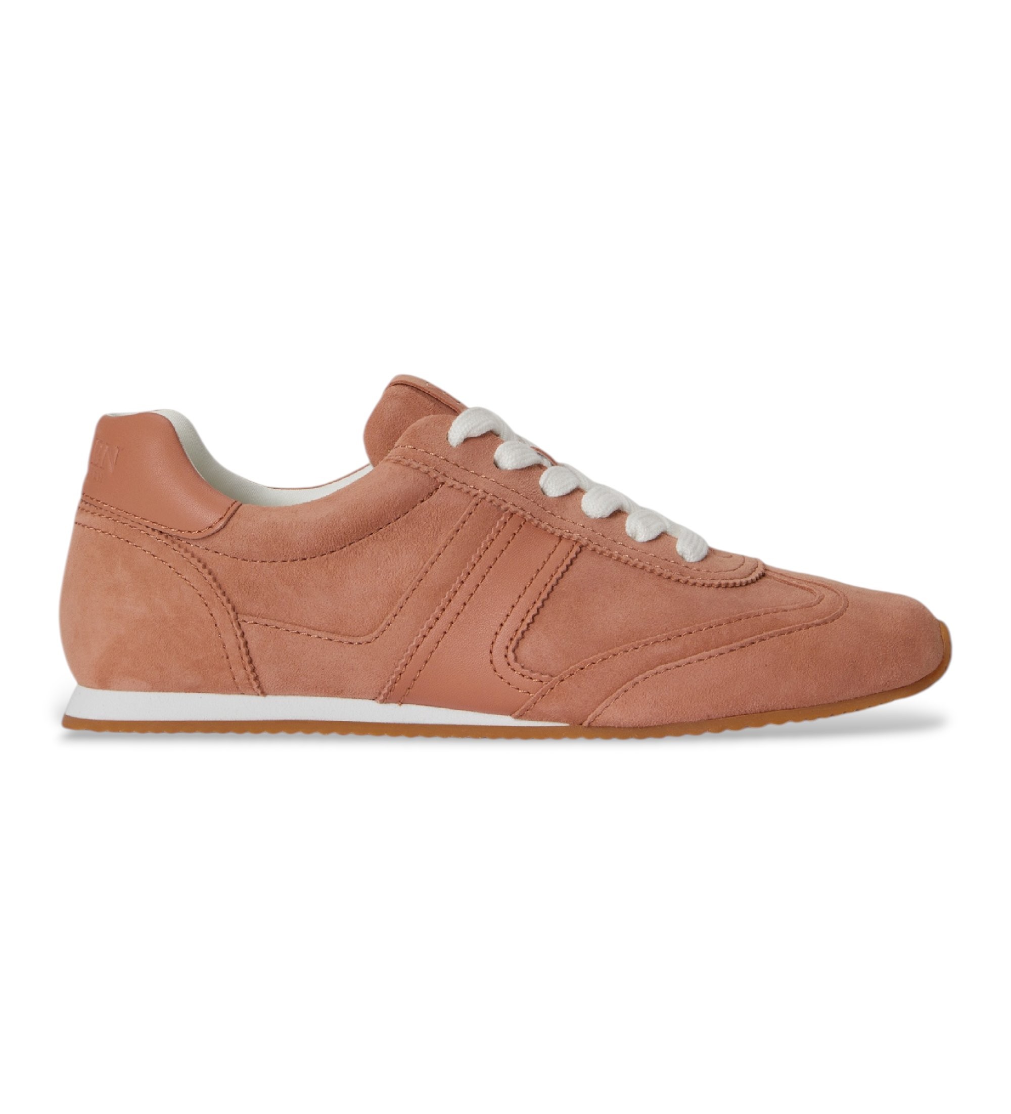 Lauren Ralph Lauren für Damen. 802P15837002 Dani Turnschuhe aus Wildleder und rotbraunem Leder (36), Wohnung, Schnürsenkel, Lässig