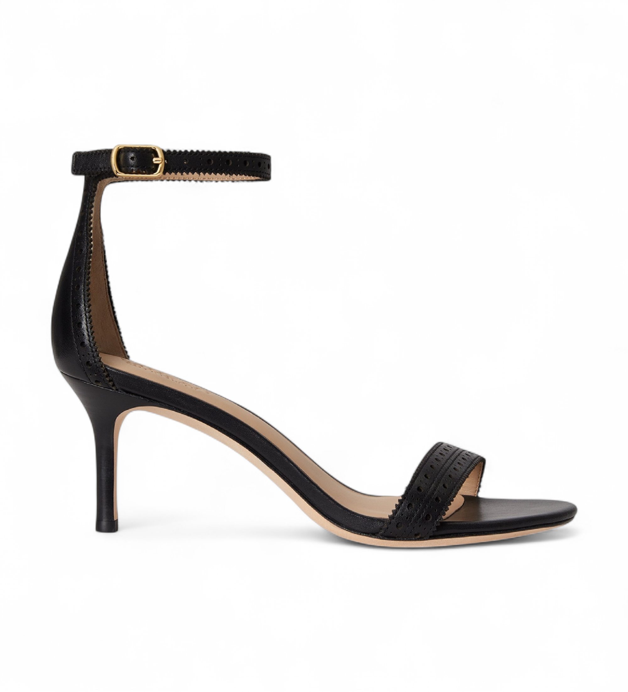 Lauren Ralph Lauren für Damen. 802P10639001 Allie Ledersandalen schwarz (40), 3 bis 5 cm, Schnalle, Lässig, Party, Klassisch