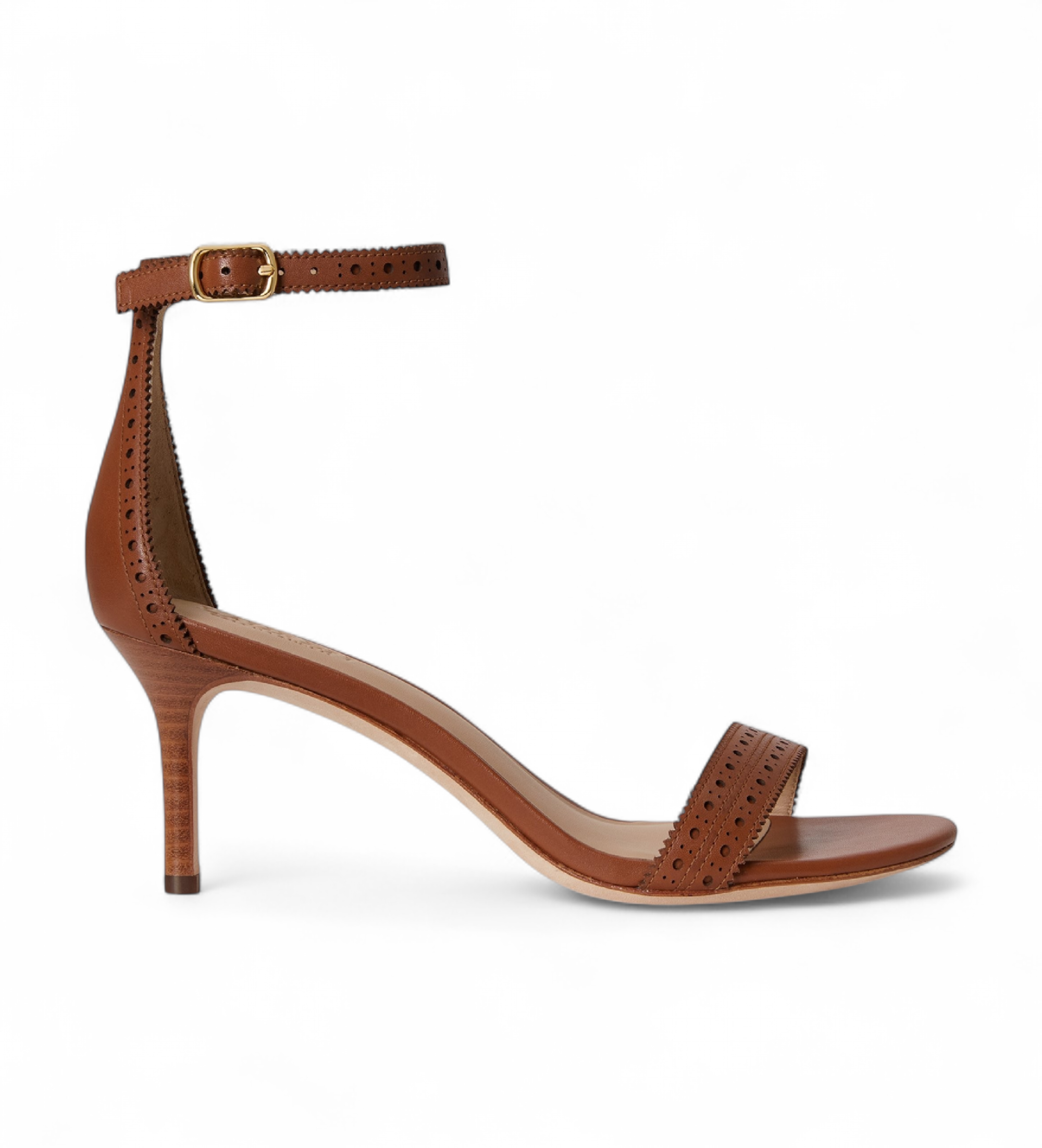 Lauren Ralph Lauren für Damen. 802P10639002 Braune Allie Ledersandalen (41), 3 bis 5 cm, Schnalle, Lässig, Party, Klassisch
