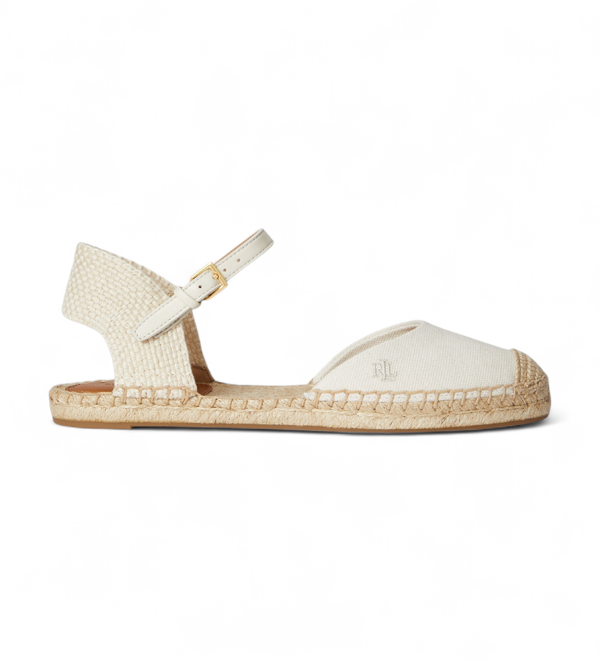Lauren Ralph Lauren für Damen. 802982888003 Off-white Robby Espadrille aus Segeltuch, flache Espadrilles (38), Weiß, Stoff, Wohnung, Schnall