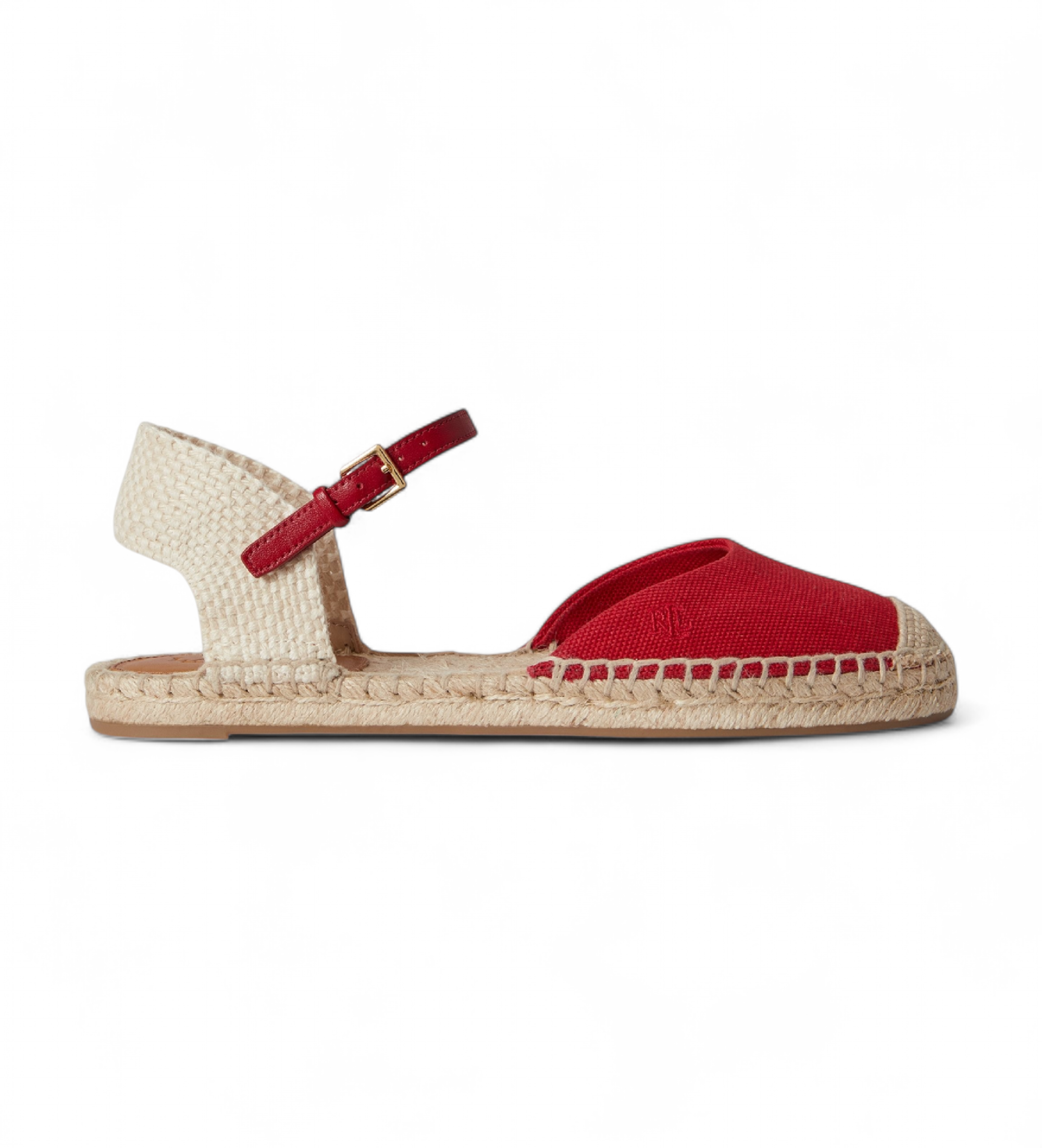 Lauren Ralph Laurenvoor vrouwen. 802982888004 Rode canvas espadrille Robby platte espadrilles (39), Rood, Stof, Gesp, Casual