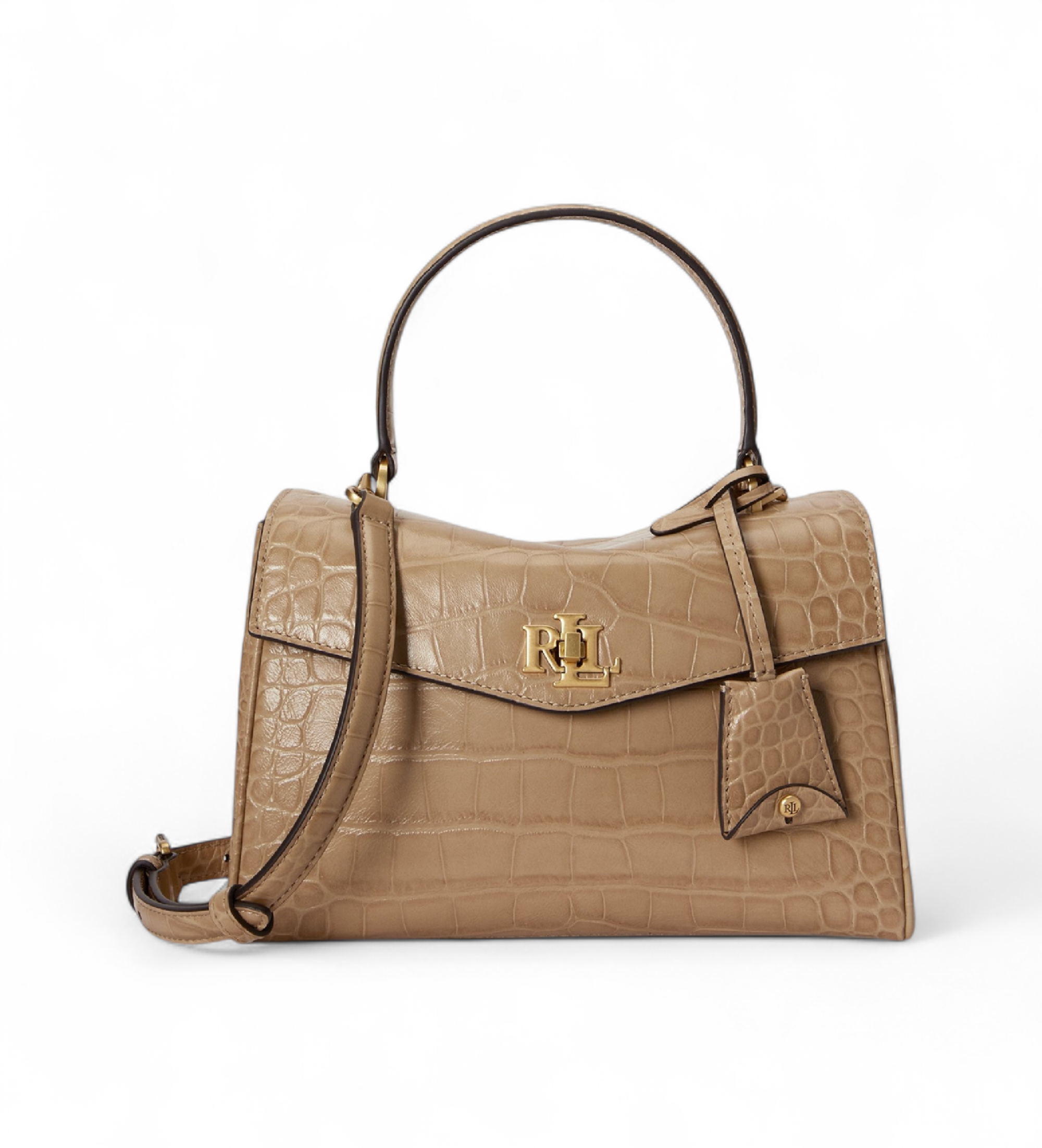 Lauren Ralph Lauren für Damen. 431P15617001 Weiche braune kleine Farrah Satchel-Tasche (OSFA), Beige, Lässig, Klassisch, Leder