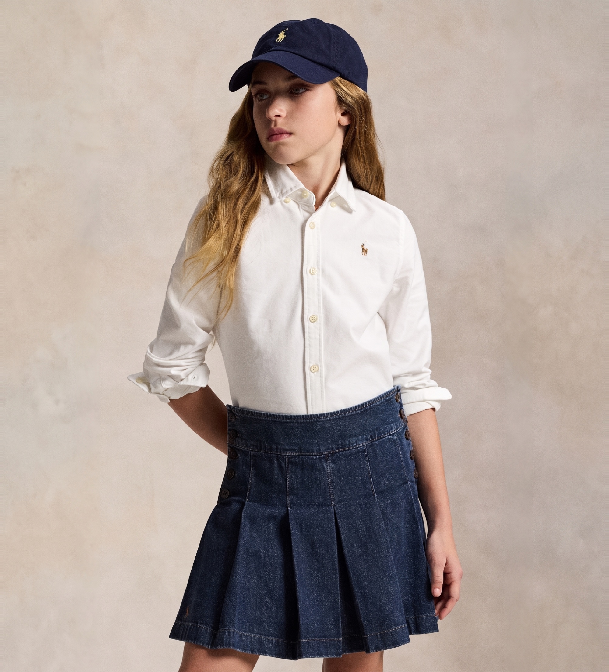 Polo Ralph Lauren für Mädchen. 313929954004 Weißes Baumwoll-Oxford-Hemd (9años= 140/142cm), Lässig, Langarm, Kinderbekleidung