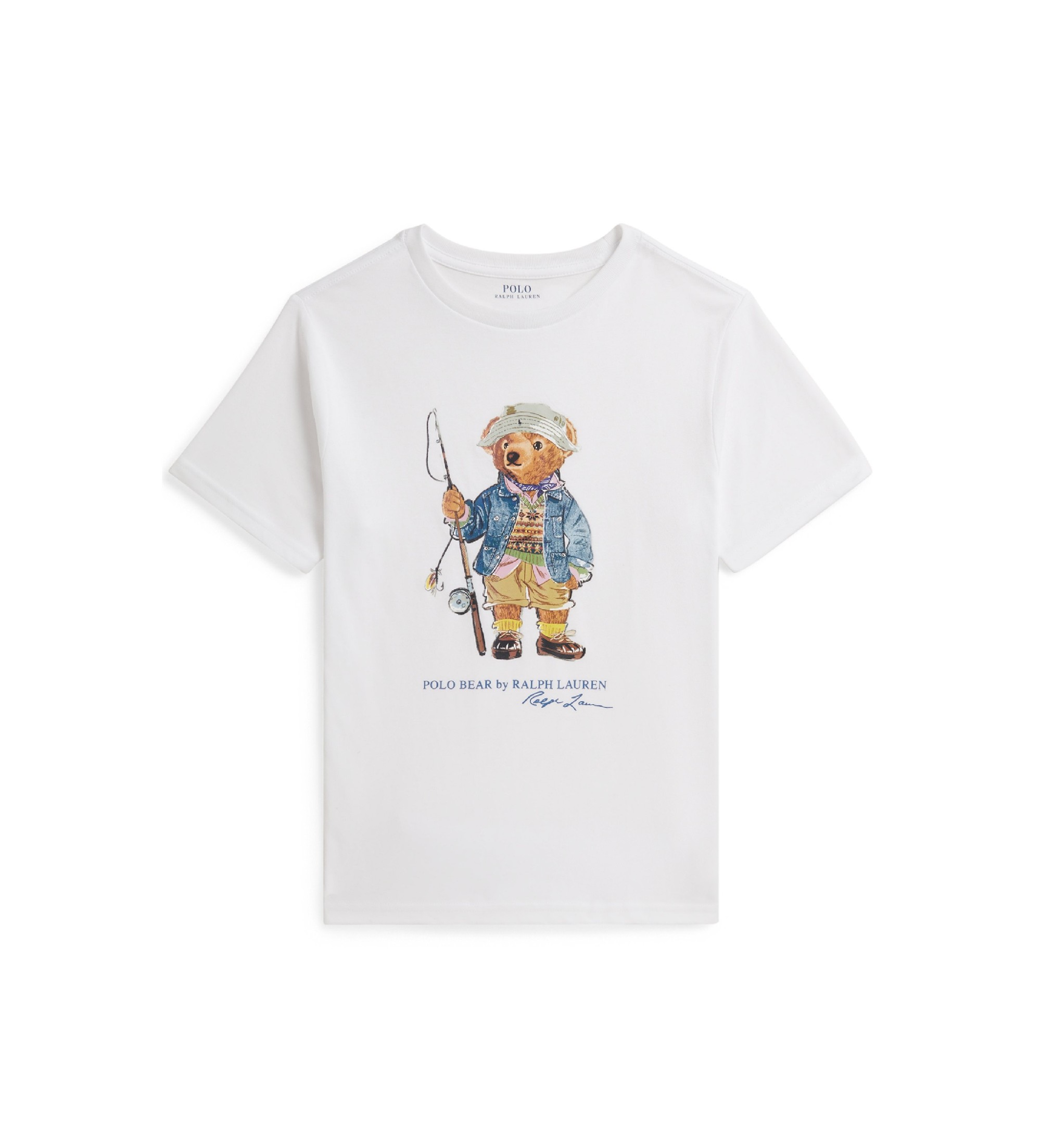 Polo Ralph Lauren für Jungen. 323B18890002 Polo-Bär-T-Shirt weiß ((S) 6/7Años= 136/138cm), Lässig, Baumwolle, Kurzarm, Kinderbekleidung