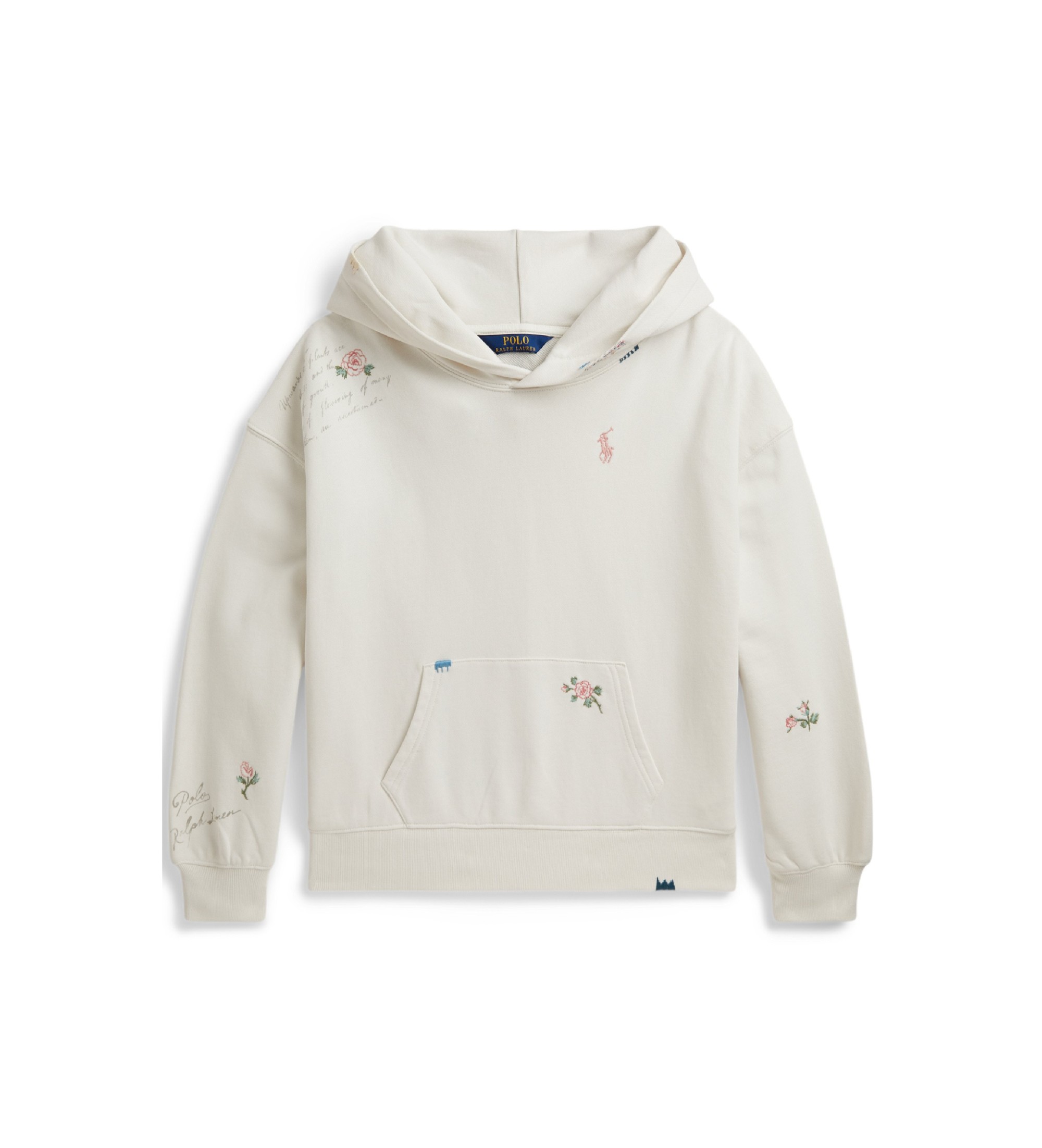 Polo Ralph Lauren für Mädchen. 313B20044001 Sweatshirt mit Tasche weiß ((M) 8/9años= 136/142cm), Lässig, Baumwolle, Kinderbekleidung