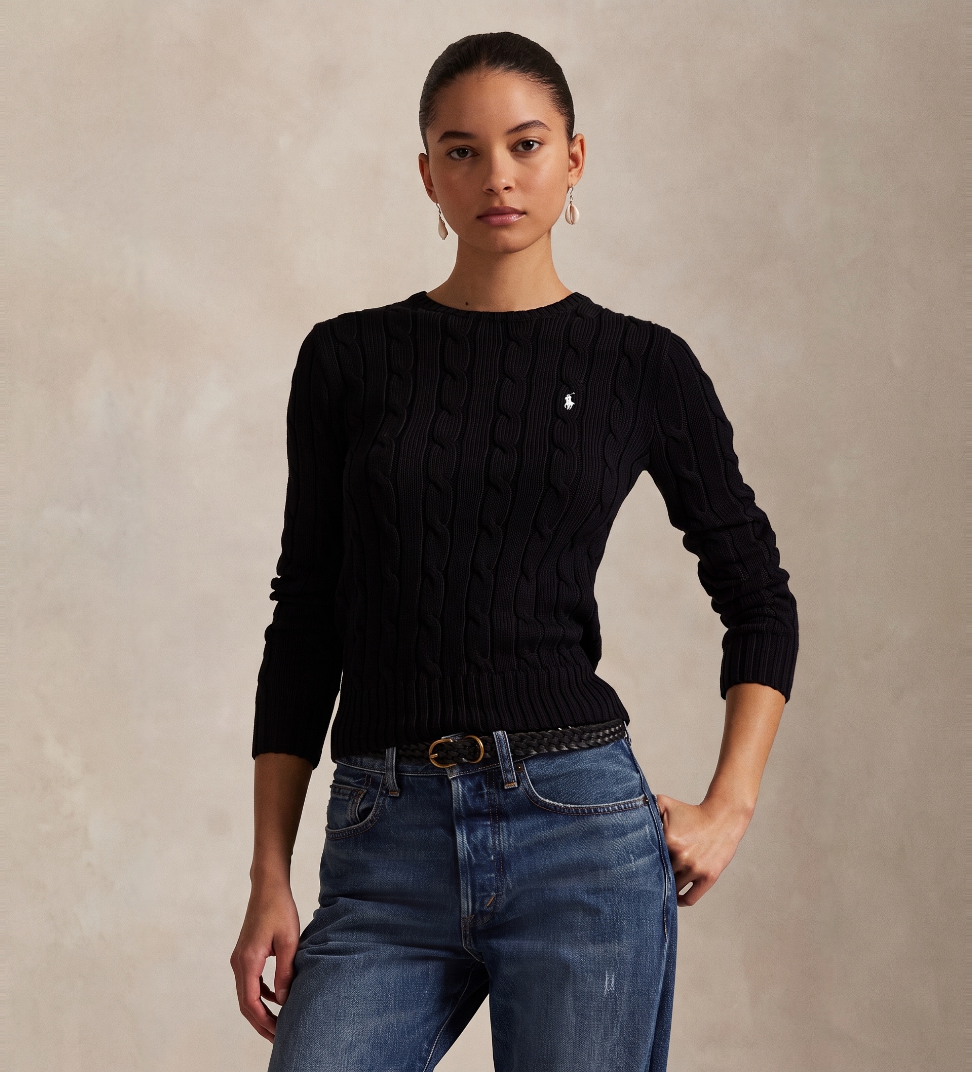 Polo Ralph Lauren für Damen. 211971869006 Schwarzer Baumwolljersey (L), Lässig, Baumwolle