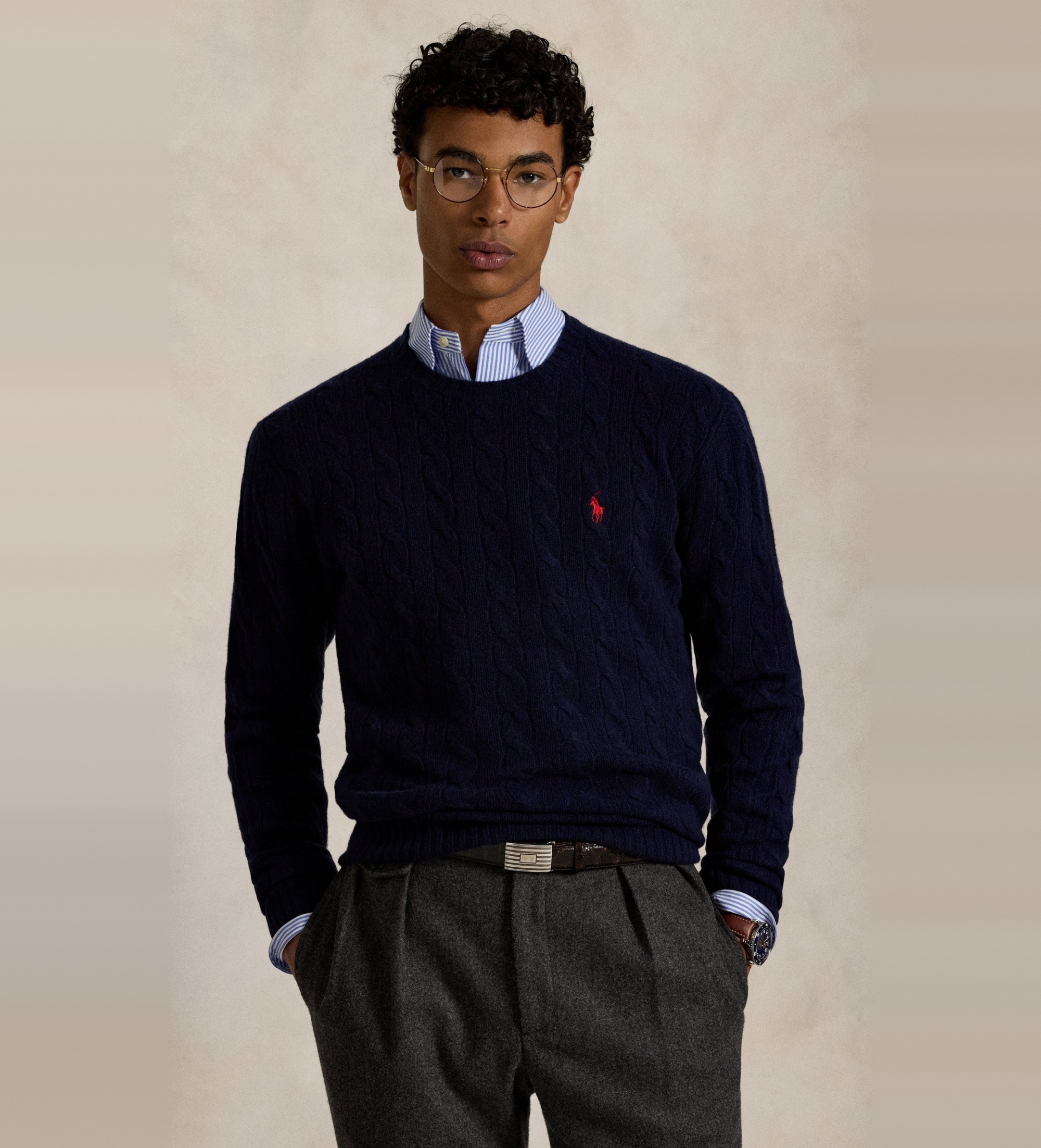 Polo Ralph Lauren für Herren. 710876762002 Marineblauer Pullover aus Wolle und Kaschmir (M), Lässig, Klassisch