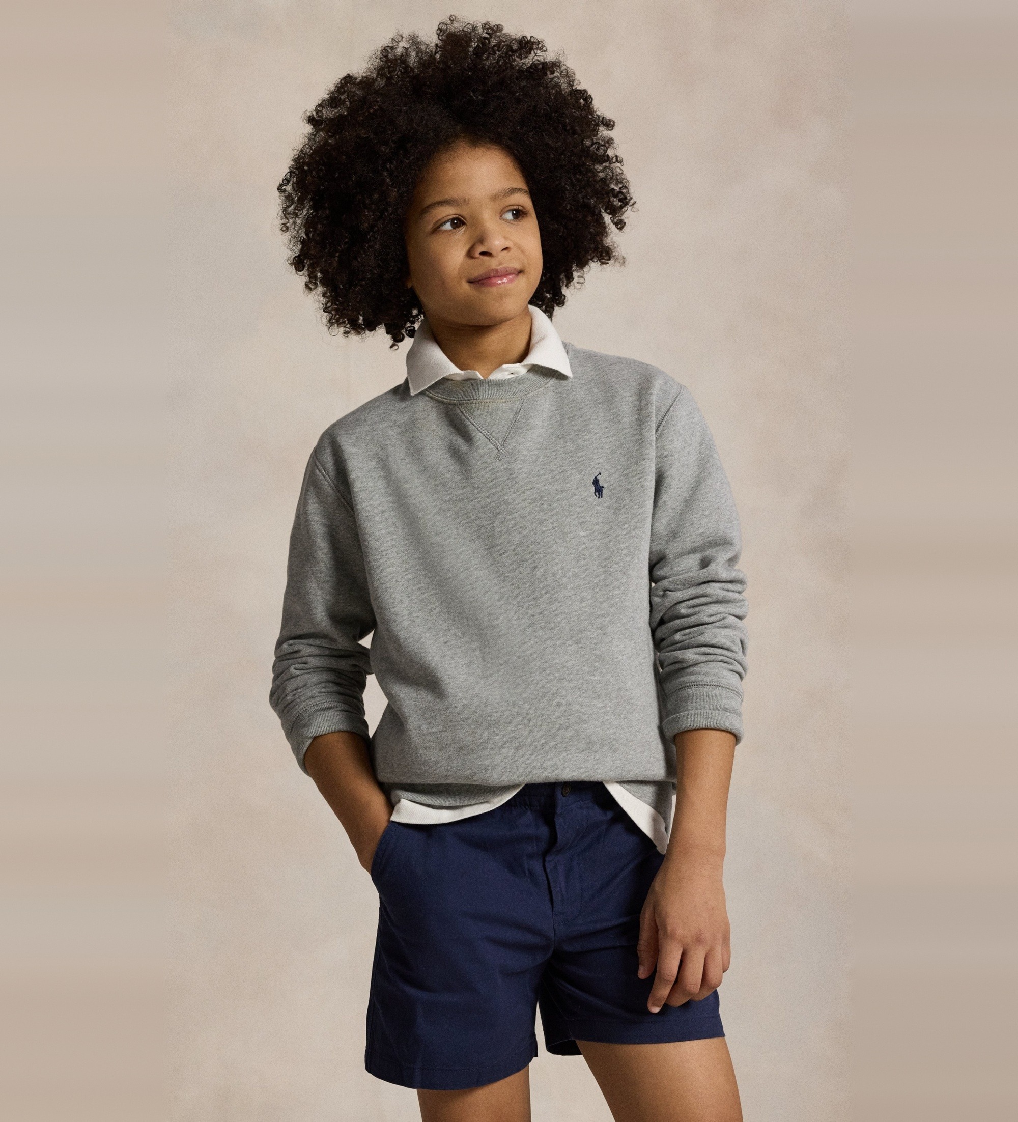 Polo Ralph Lauren für Jungen. 323772102003 Graues Fleece-Sweatshirt ((S) 6/7años= 136/138cm), Lässig, Baumwolle, Kinderbekleidung