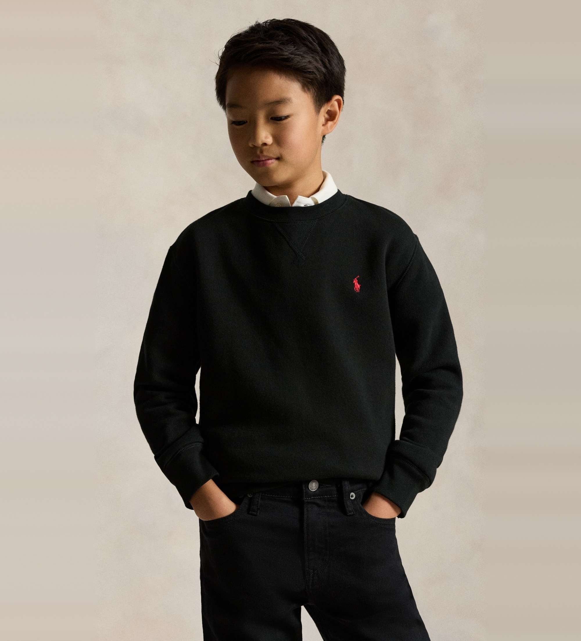 Polo Ralph Lauren für Jungen. 323772102004 Schwarzes Fleece-Sweatshirt ((S) 6/7años= 136/138cm), Lässig, Baumwolle, Kinderbekleidung