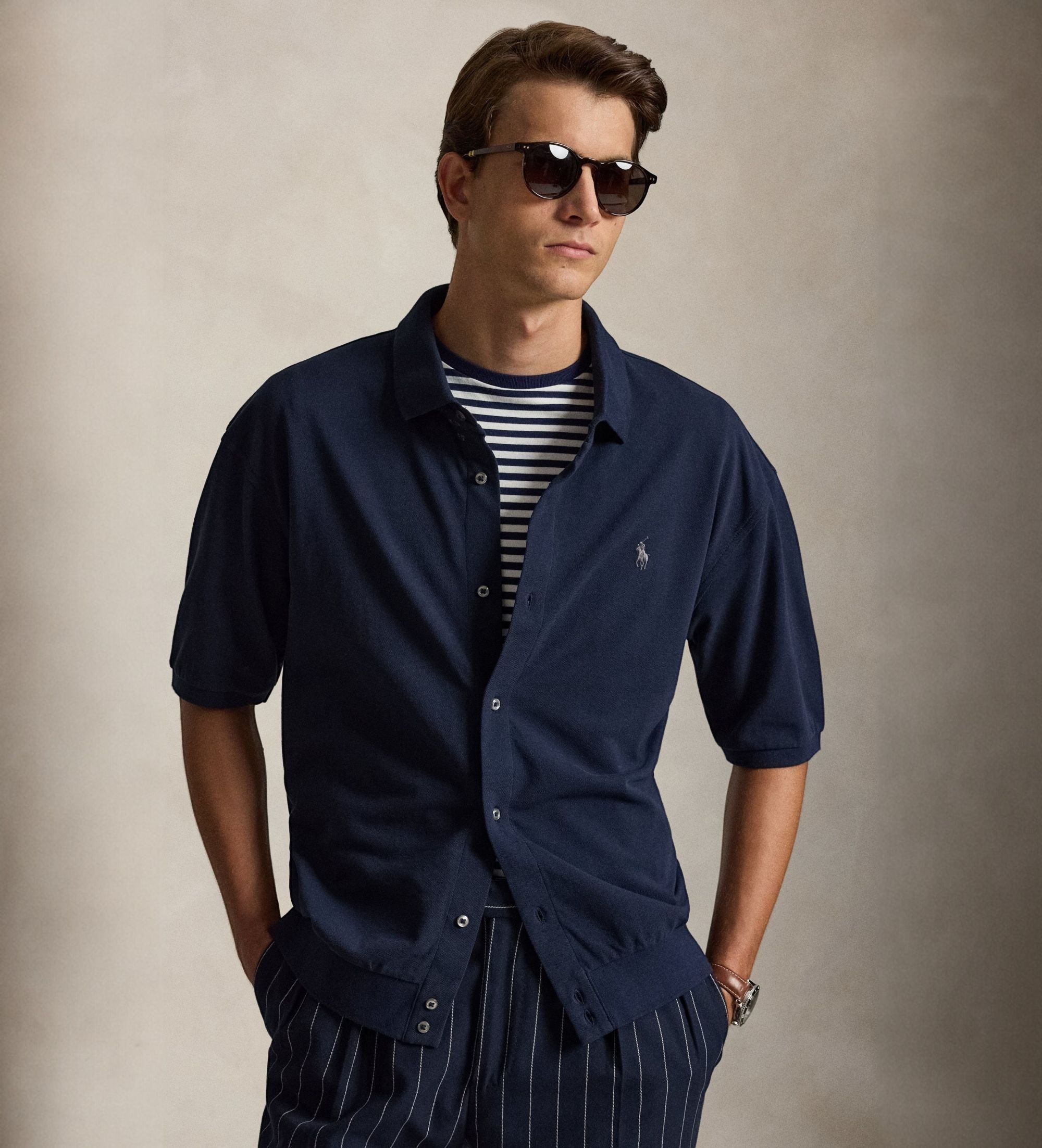 Polo Ralph Lauren für Herren. 710B18514003 Sportliches Hemd marineblau (S), Lässig, Baumwolle, Kurzarm