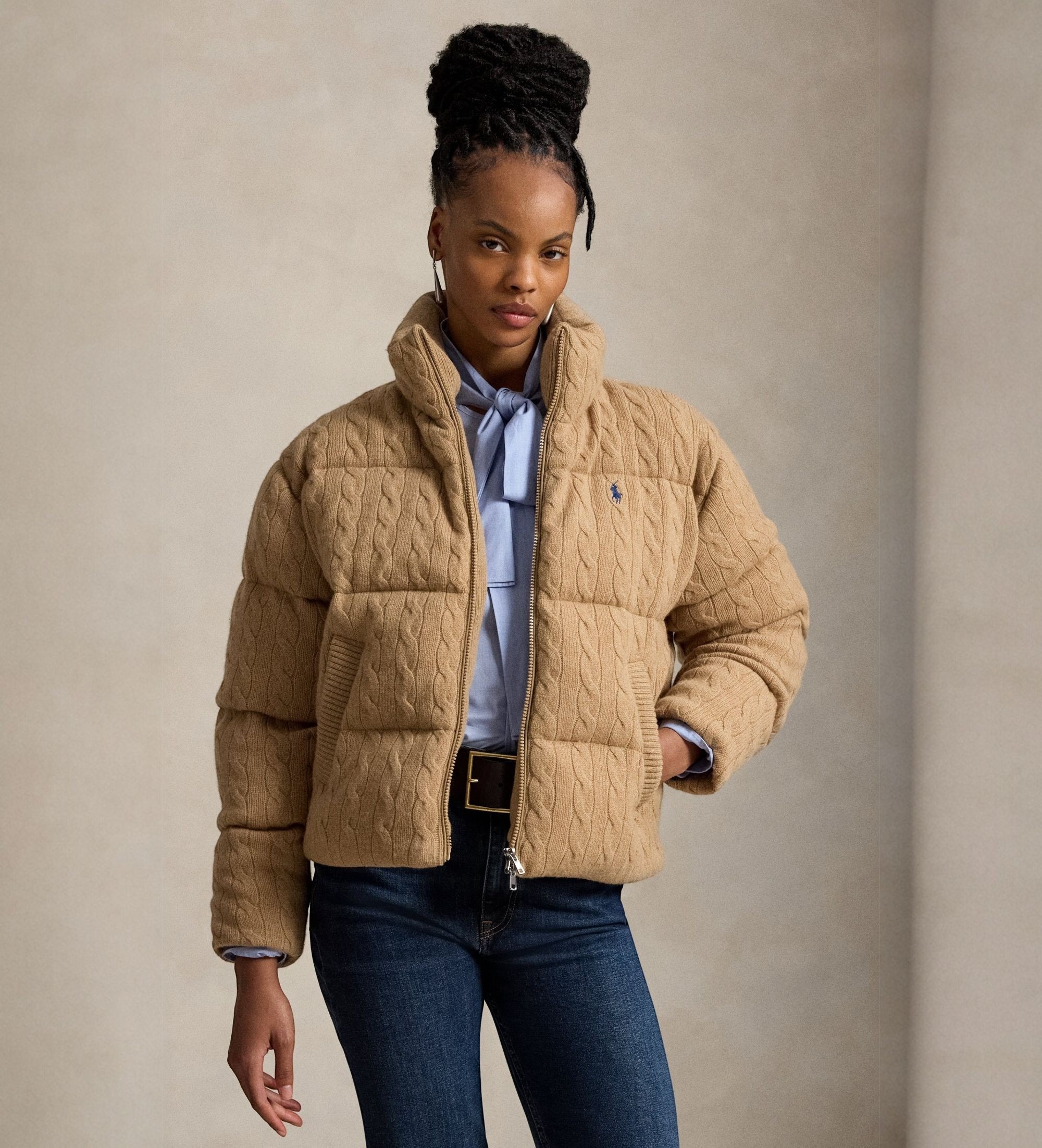 Polo Ralph Lauren für Damen. 211A10457005 Wattierte Jacke aus Wolle und Kaschmir in Beige (S), Lässig