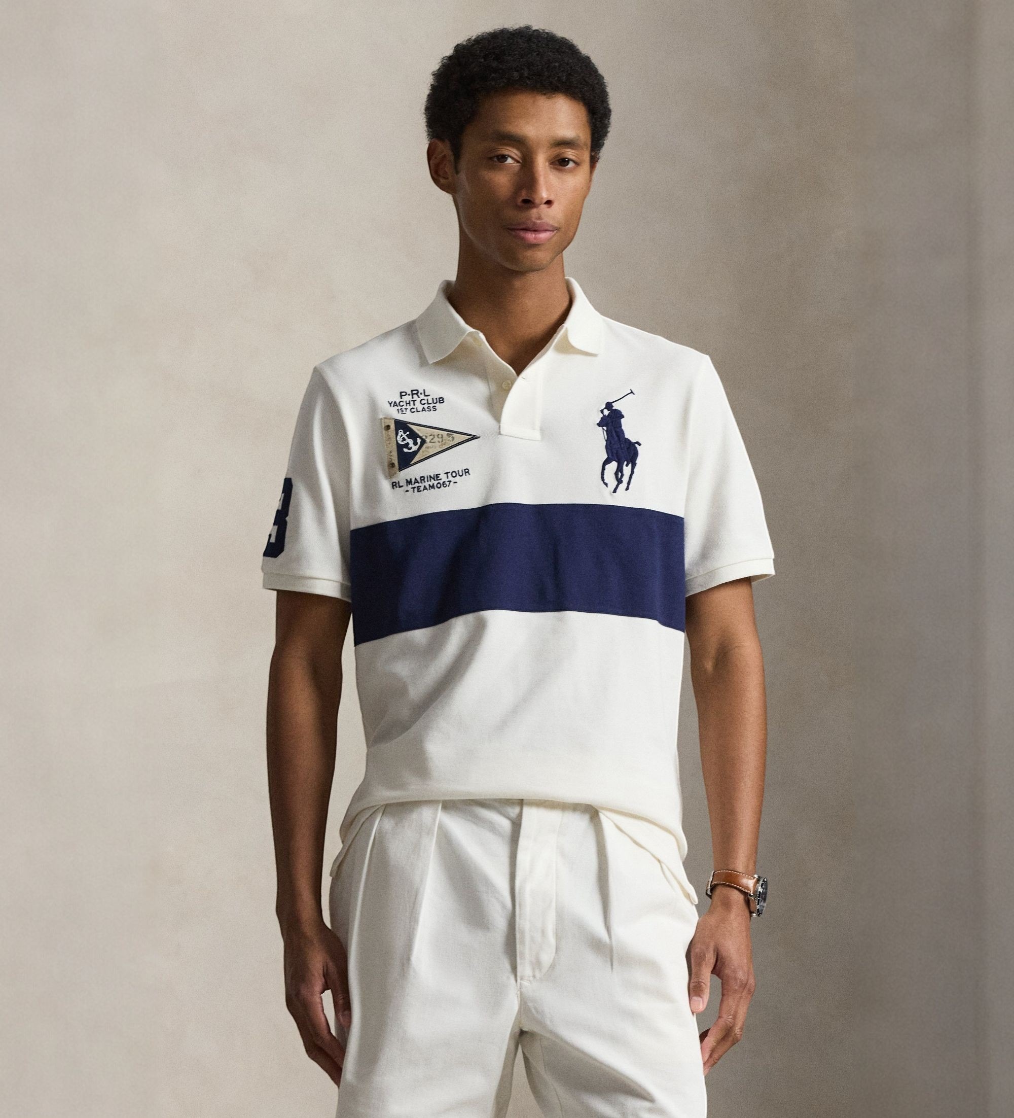 Polo Ralph Lauren für Herren. 710B21925001 Custom Slim Fit Polohemd mit großem Pony weiß (S), Lässig, Baumwolle, Kurzarm