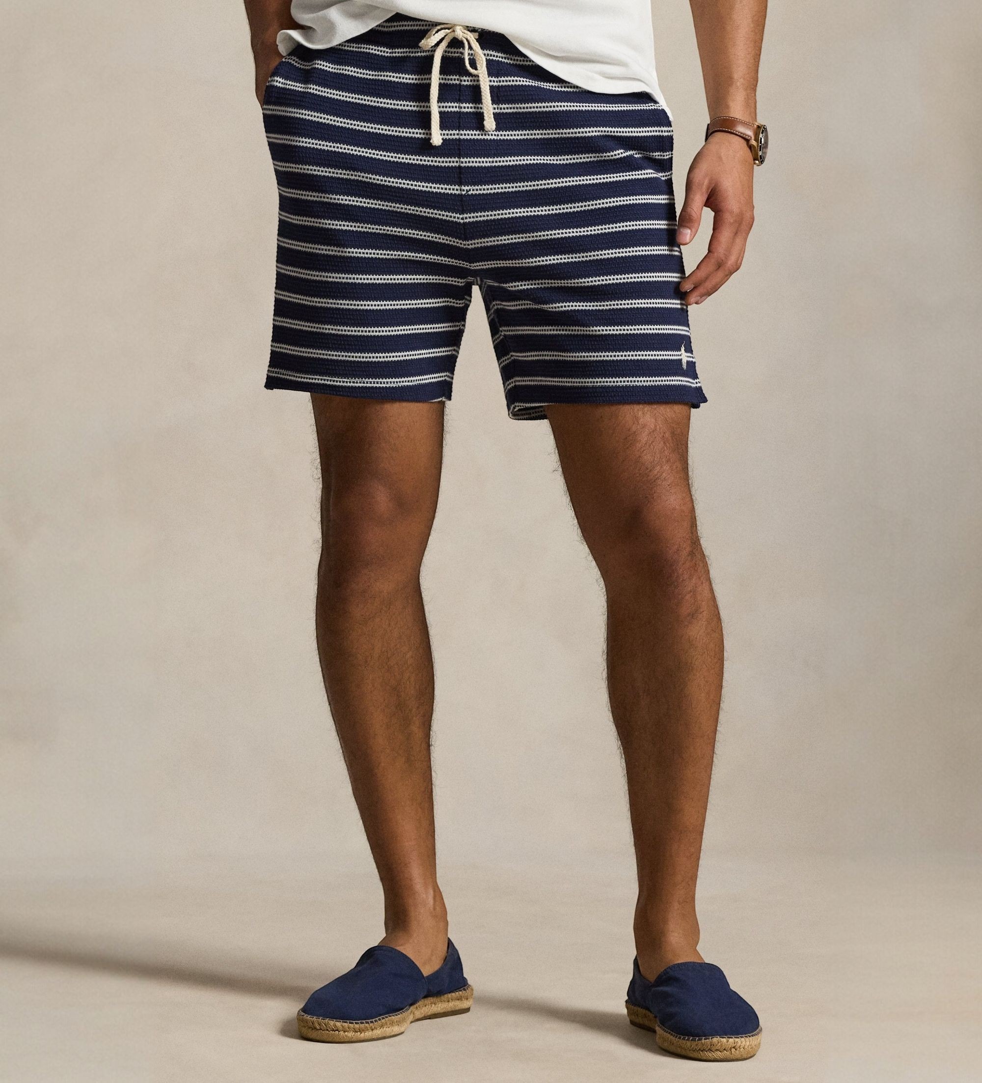 Polo Ralph Lauren für Herren. 710B14506002 Gestrickte Shorts und marineblaue Pointelle (S), Lässig, Baumwolle
