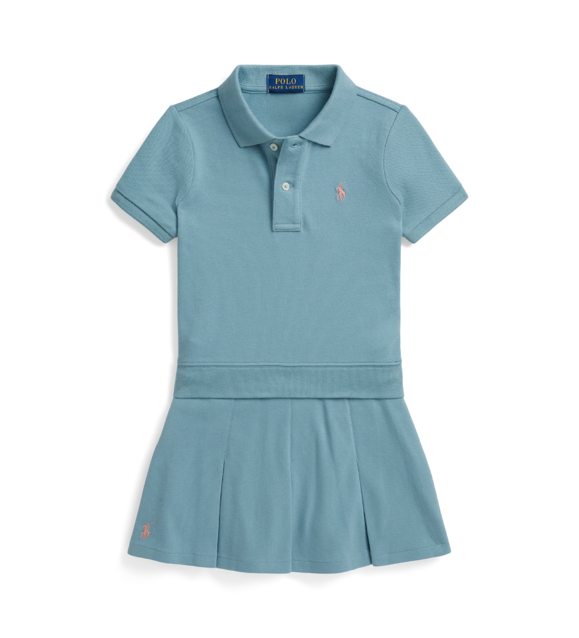 Polo Ralph Lauren für Mädchen. 312B19943001 Boxy Fit Poloshirt und blauer Piqué-Rock und Hose (6años= 117/123cm), Lässig, Baumwolle, Kurzarm