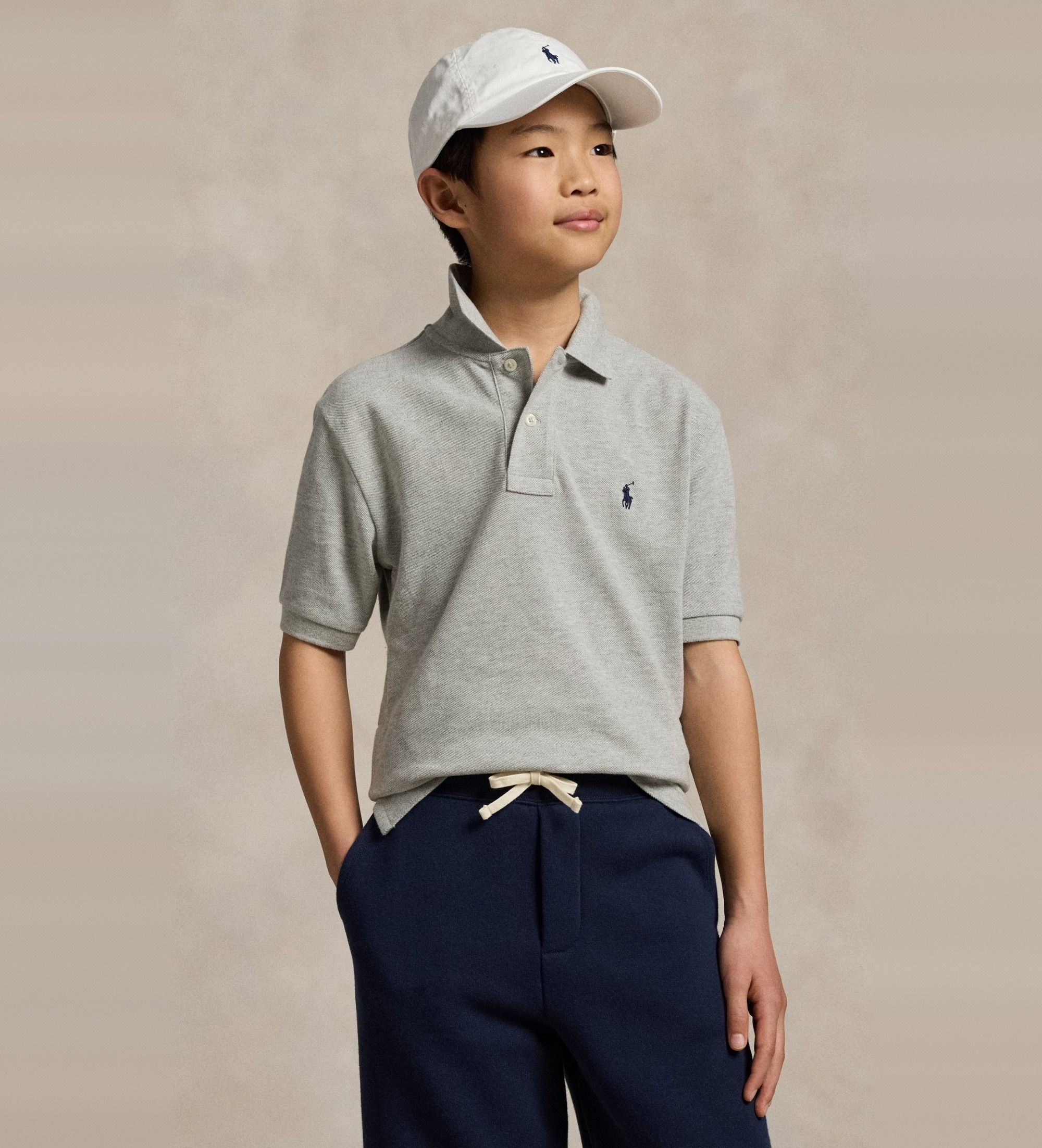 Polo Ralph Lauren für Jungen. 323603252002 Poloshirt aus grauem Baumwollgewebe ((M) 8/9años= 140/149cm), Lässig, Baumwolle, Kurzarm, Kinderb