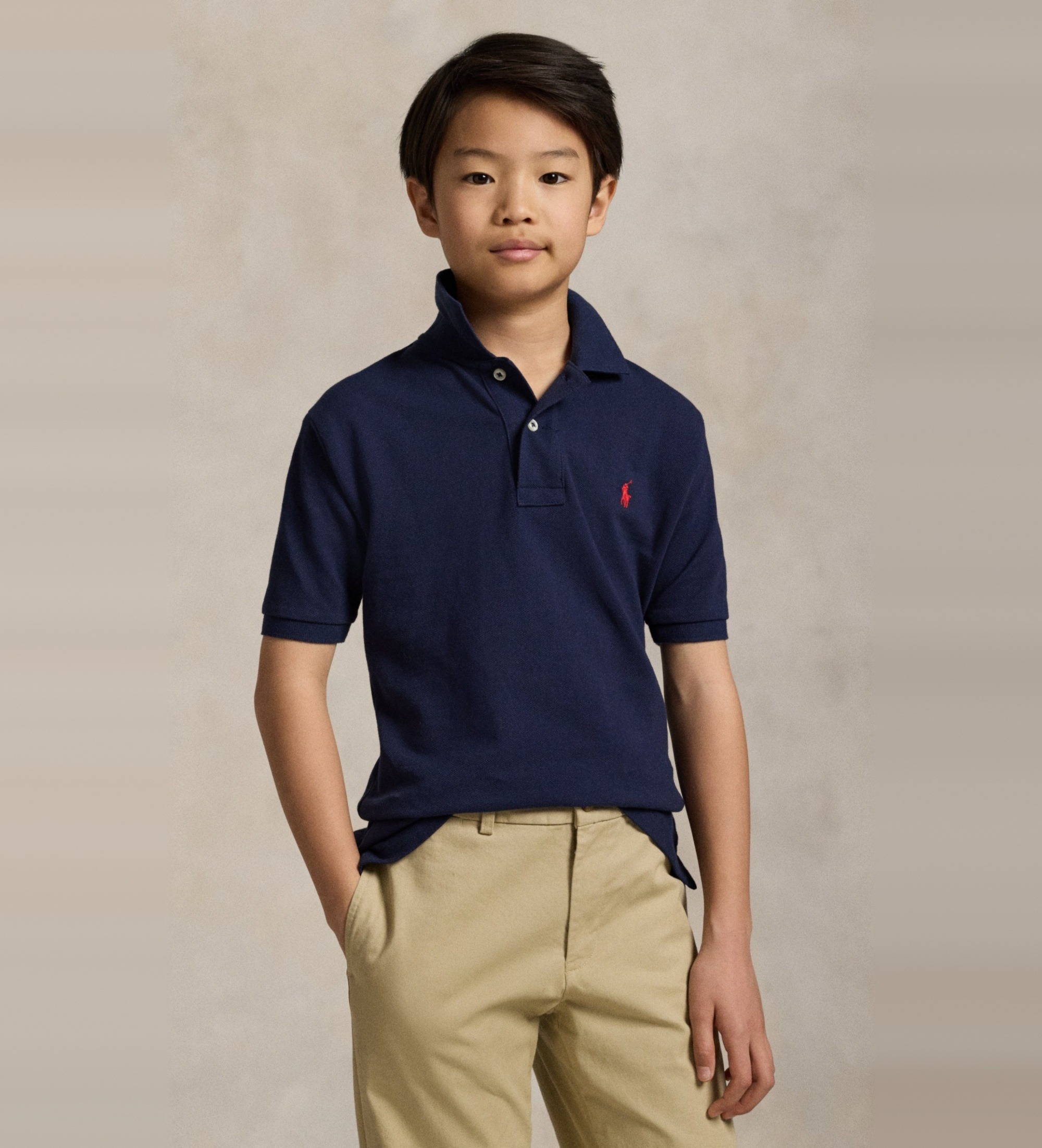 Polo Ralph Lauren für Jungen. 323603252005 Das kultige marineblaue Piqué-Poloshirt ((S) 6/7años= 136/138cm), Lässig, Baumwolle, Kurzarm, Kin