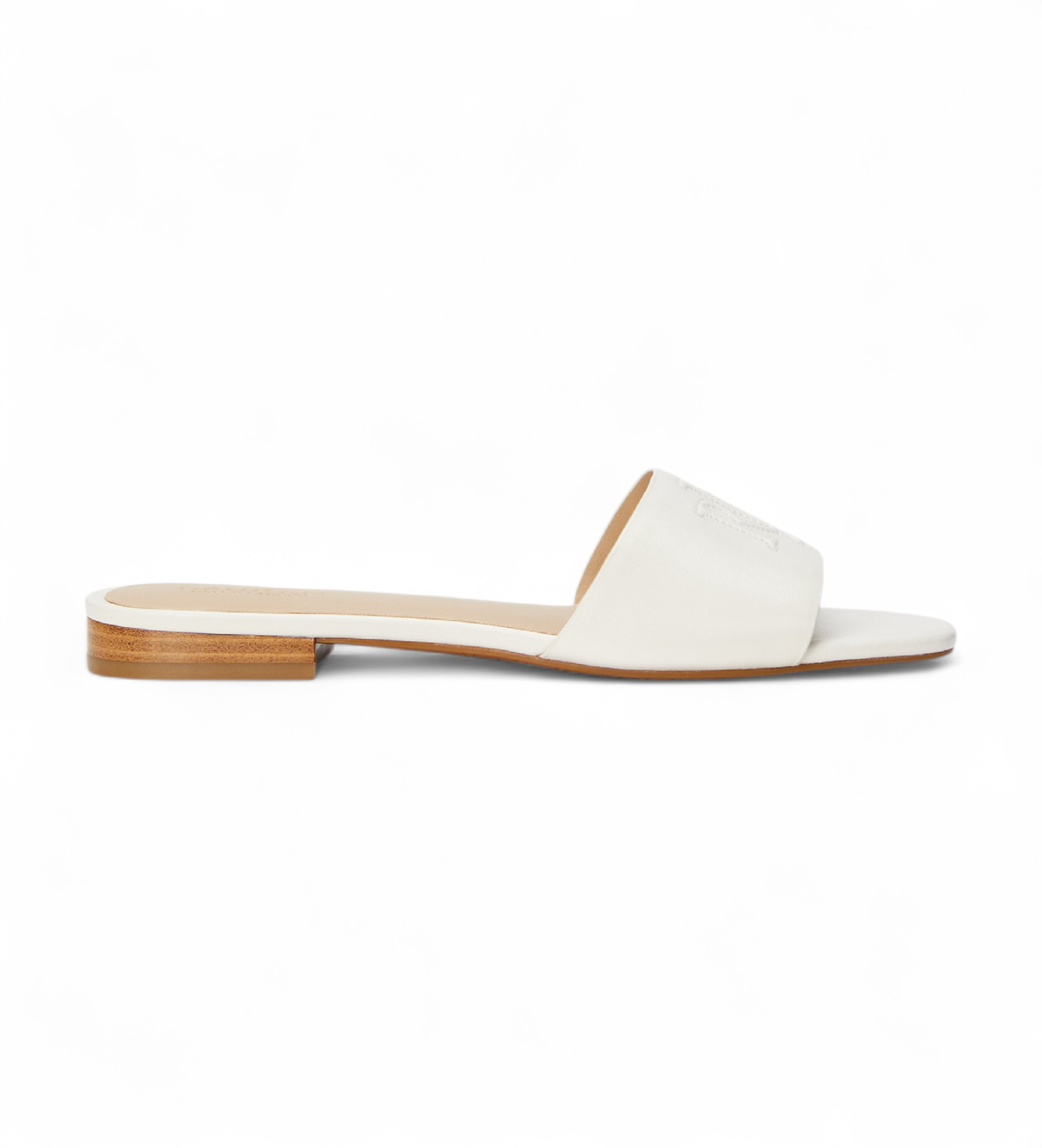 Lauren Ralph Lauren für Damen. 802959143009 Everley Sandalen aus Nappaleder weiß (36), Wohnung, 1 bis 3 cm, Keine, Lässig