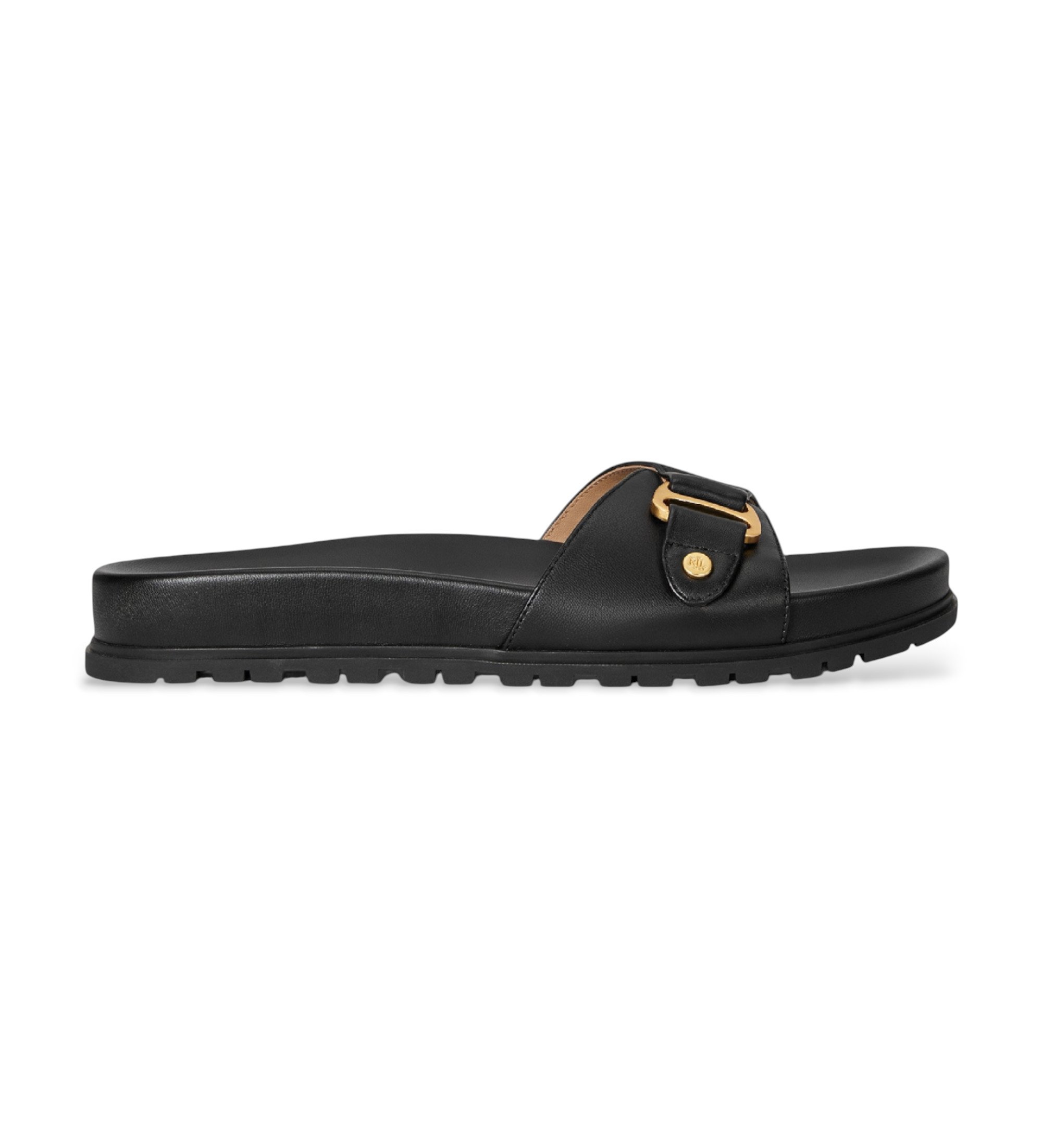 Lauren Ralph Lauren für Damen. 802982883002 Tasha Flip Flop Leder Sandalen schwarz (40), Wohnung, Keine, Lässig