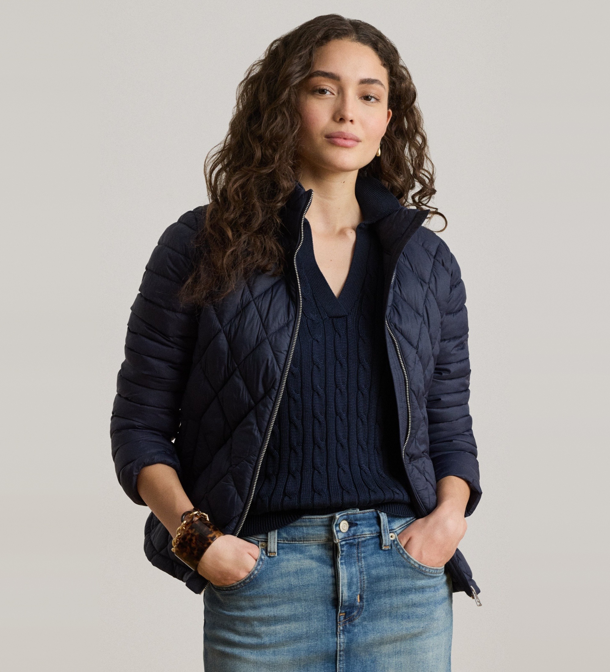 Lauren Ralph Lauren für Damen. 297P18070005 Jacke Mix marineblau (S), Lässig, Recyceltes Nylon
