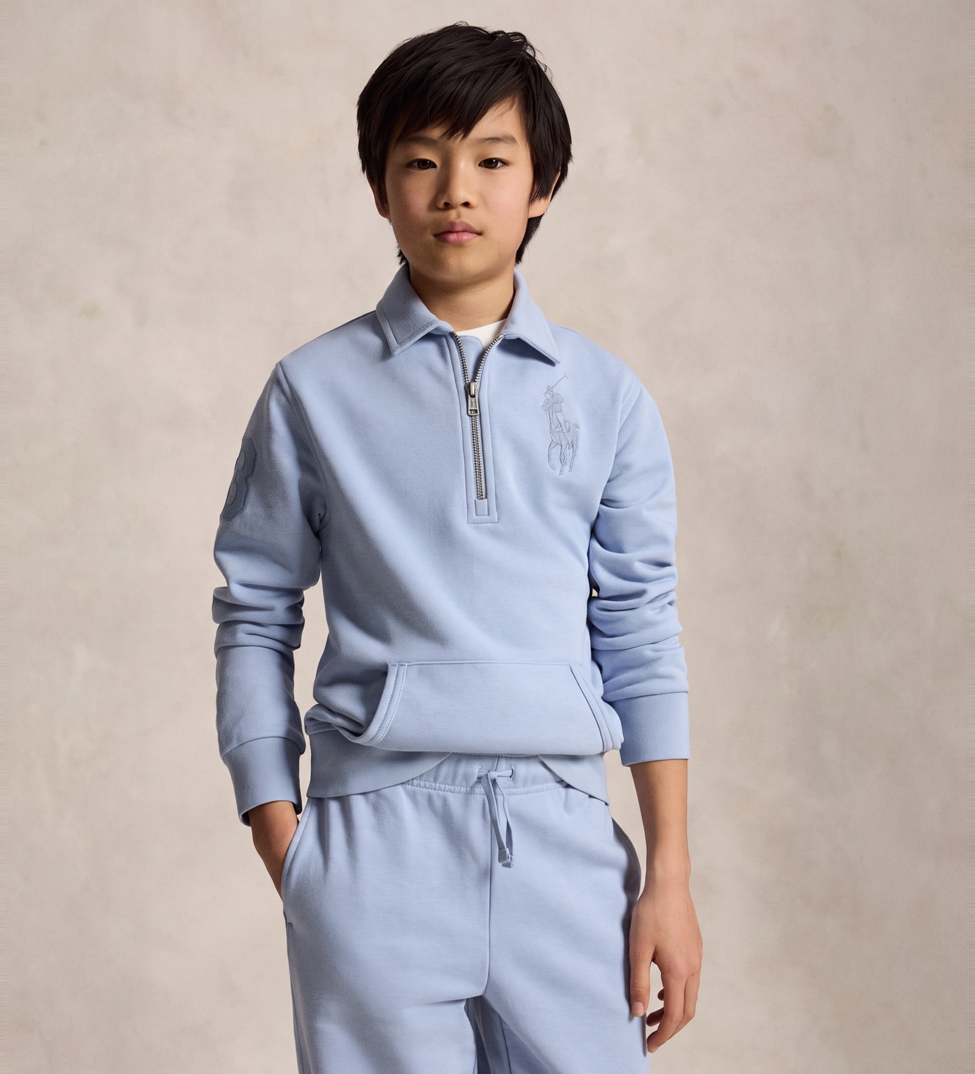 Polo Ralph Lauren für Jungen. 323A12288001 Big Pony blau Frottee-Strickpullover ((S) 6/7años= 136/138cm), Lässig, Baumwolle, Kinderbekleidun