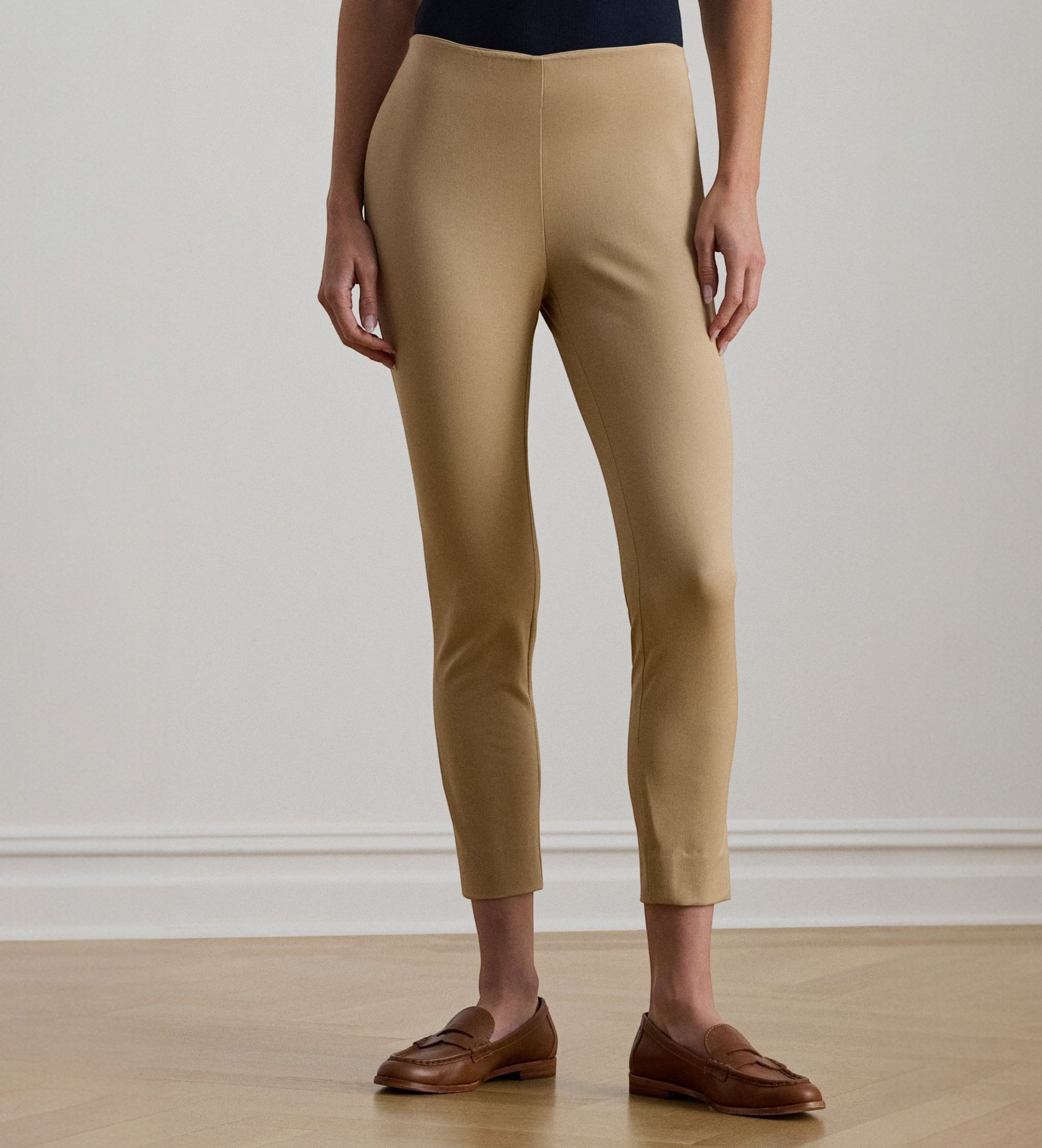 Lauren Ralph Lauren für Damen. 200631310018 Hose aus Baumwolltwill und beigem Gummiband (46), Lässig, Baumwolle