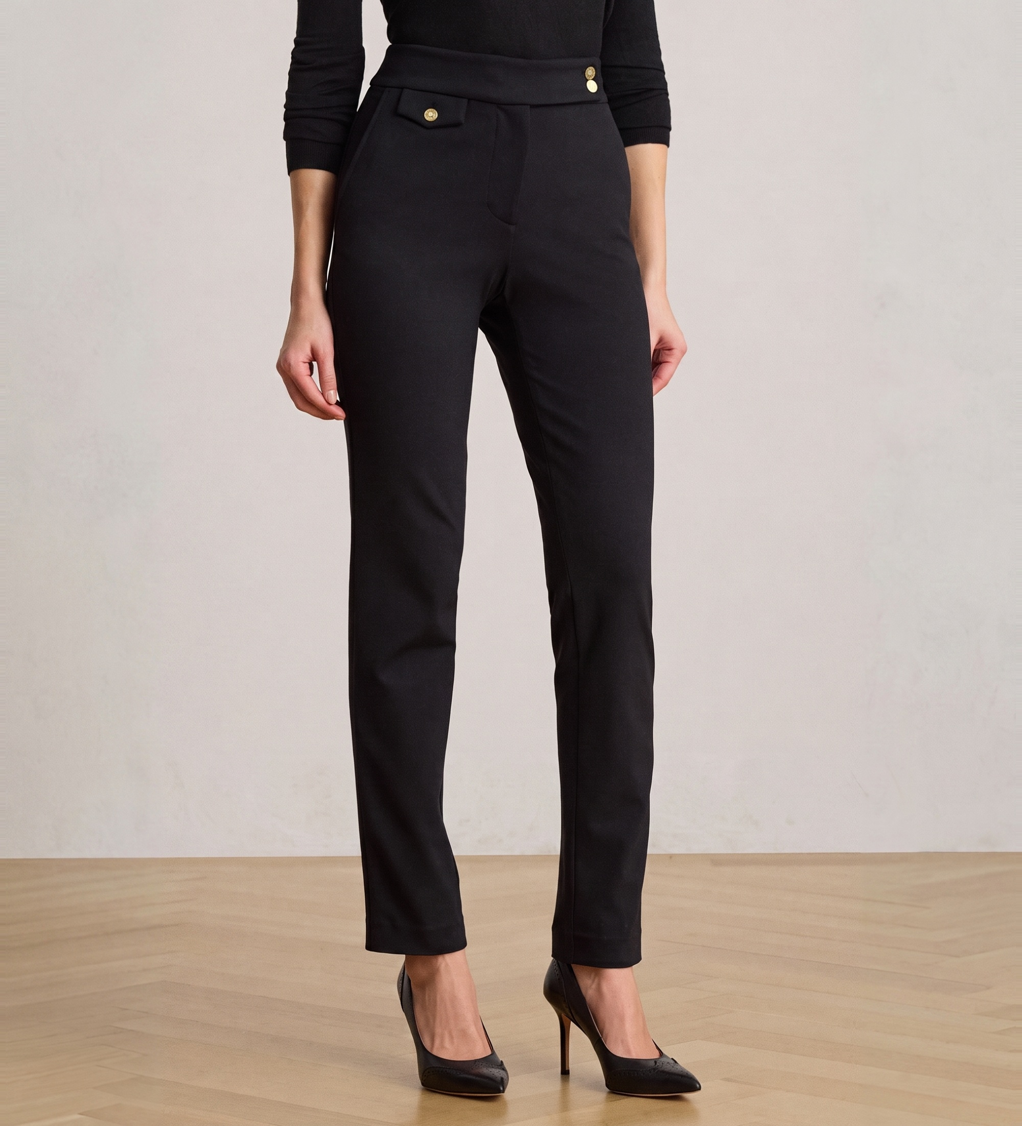 Lauren Ralph Lauren für Damen. 200B22288003 Knöchellange Ponte-Hose in Schwarz (XL), Lässig, Viskose
