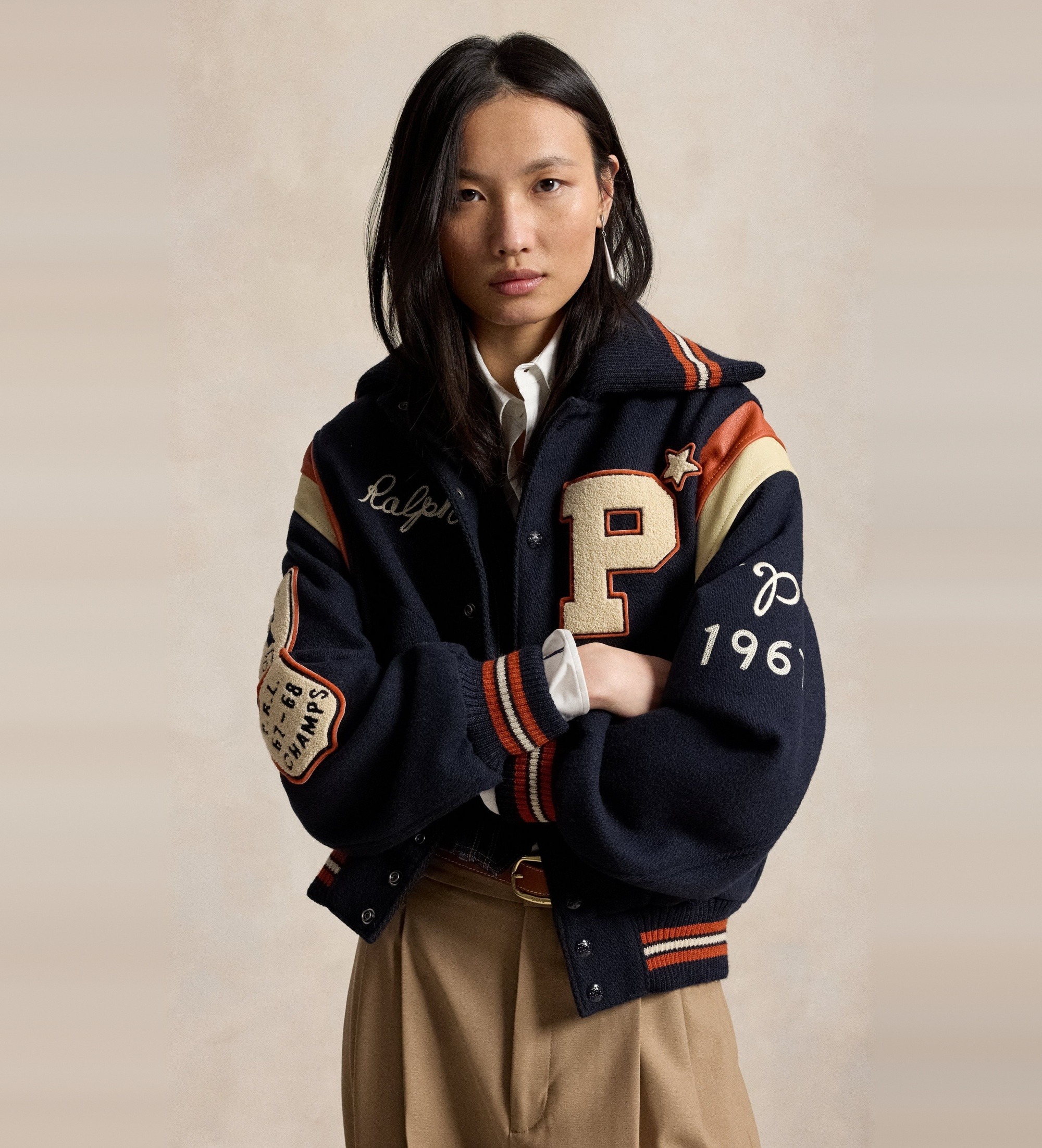 Polo Ralph Lauren für Damen. 211B16685001 Collegejacke aus marineblauer Wollmischung (S), Lässig, Wolle