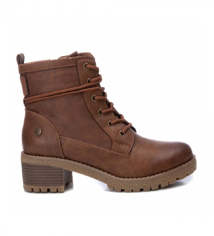 Refresh für Damen. 17014502-CAMEL Stiefelette 170145 braun -Höhe Absatz: 5cm (36), 5 bis 8 cm, Reißverschluss, Lässig