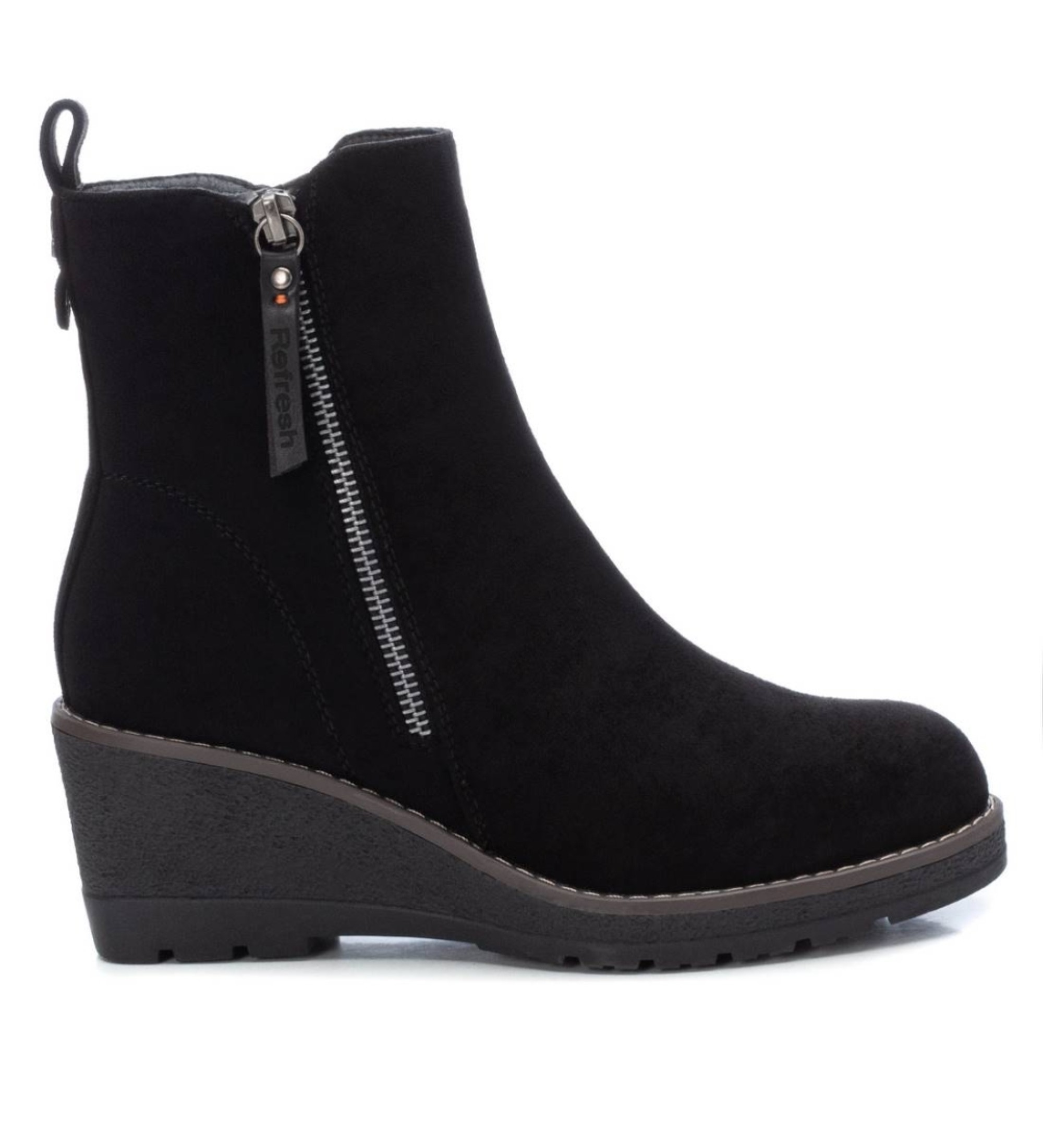 Refresh für Damen. 17100901-NEGRO Schwarze Wildleder-Stiefeletten -Höhe 6cm (40), 5 bis 8 cm, Reißverschluss, Lässig