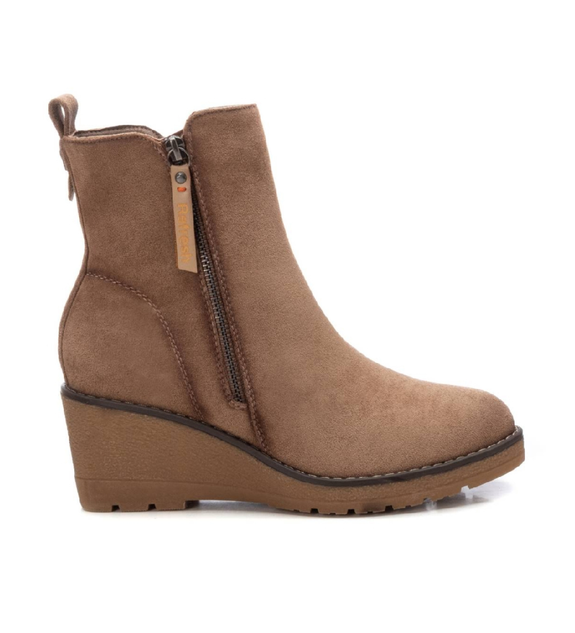 Refresh für Damen. 17100902-TAUPE Stiefelette 171009 braun (41), 5 bis 8 cm, Reißverschluss, Lässig