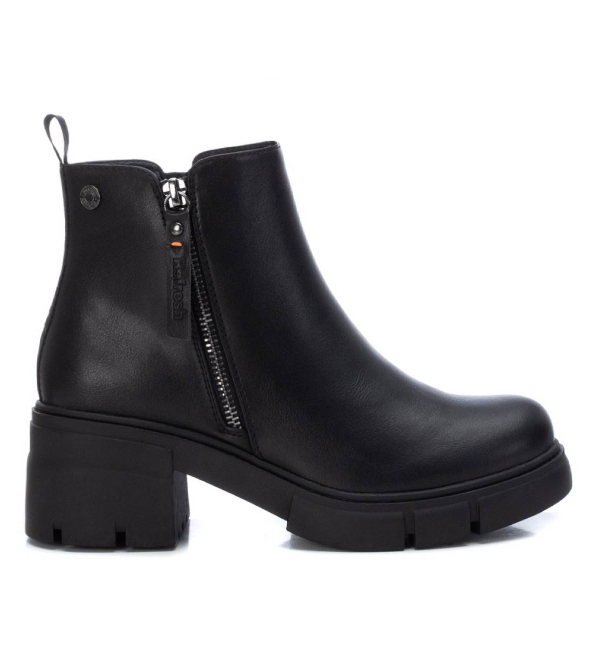 Refresh für Damen. 17105401-NEGRO Niedrige schwarze Stiefelette -Höhe 6cm Absatz (41), 5 bis 8 cm, Reißverschluss, Lässig, Kunstleder