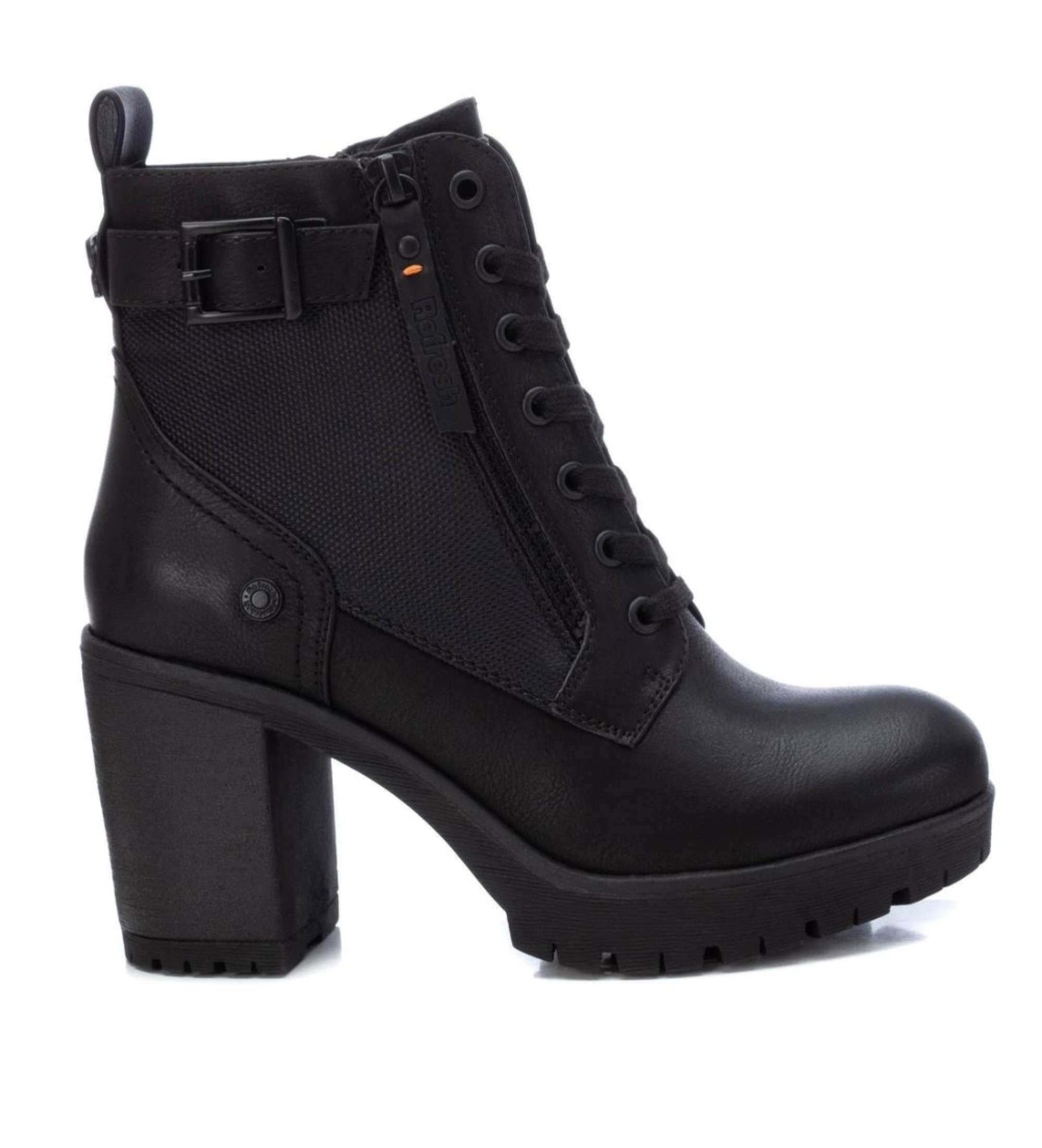 Refresh für Damen. 17123202-NEGRO Stiefelette mit Schnalle -Höhe Absatz 8cm- schwarz (41), 5 bis 8 cm, Schnürsenkel, Reißverschluss, Lässig,