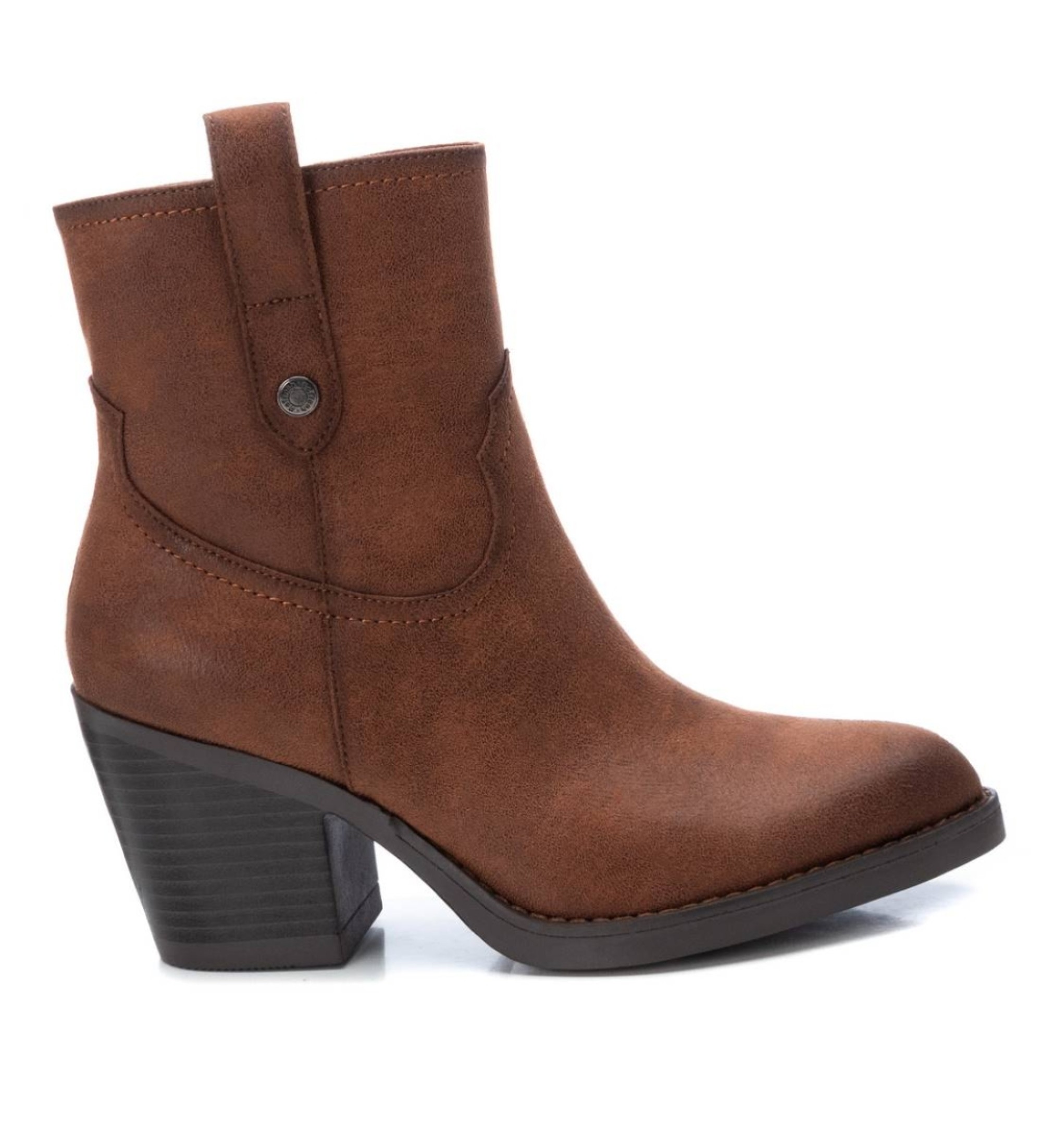Refresh für Damen. 17148801-CAMEL Stiefelette 171488 braun -Absatzhöhe: 8cm (38), 5 bis 8 cm, Reißverschluss, Lässig