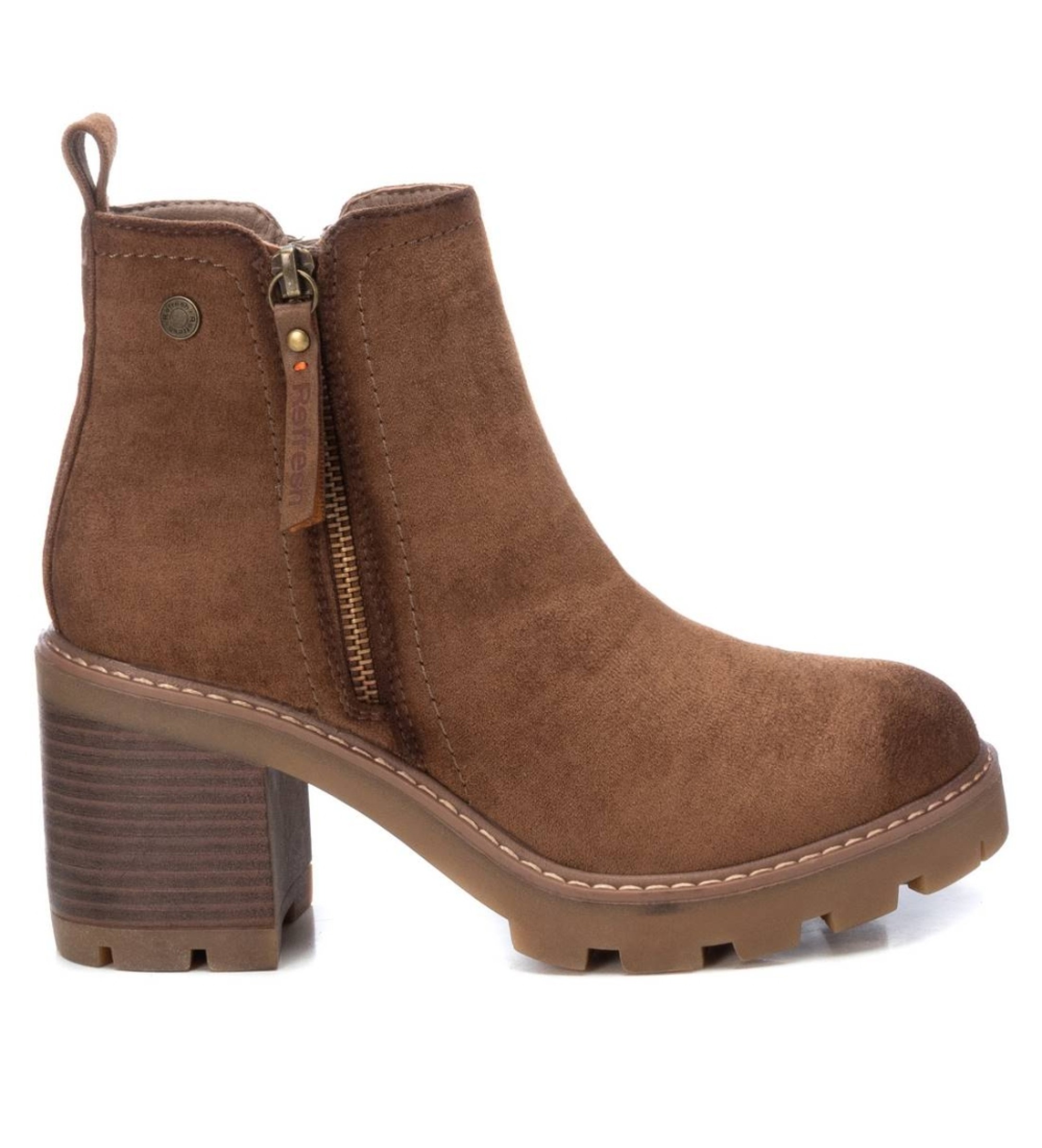 Refresh für Damen. 17212502-CAMEL Stiefelette 172125 braun (38), 5 bis 8 cm, Wildleder, Reißverschluss, Lässig