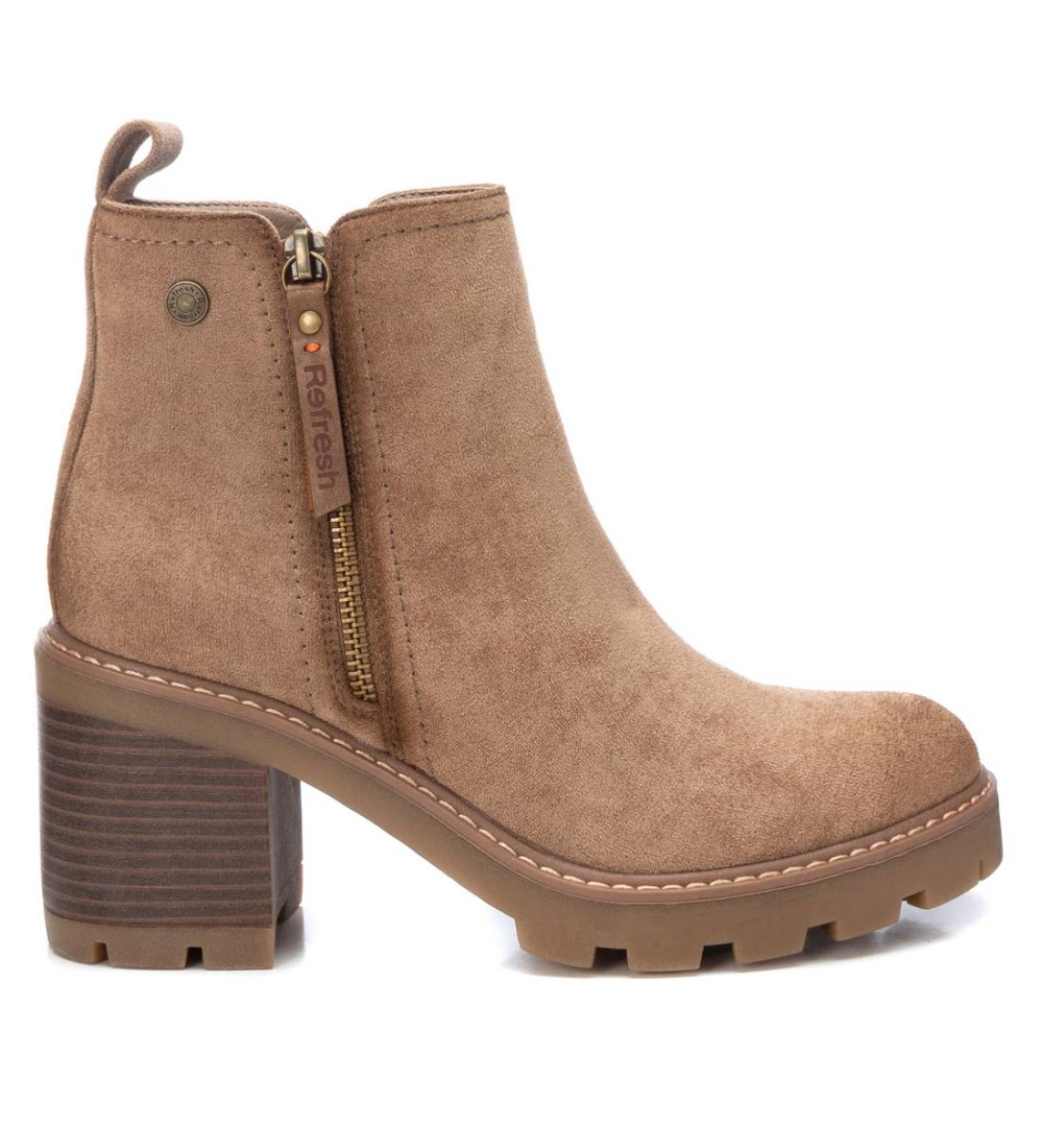Refresh für Damen. 17212503-TAUPE Stiefelette 172125 braun (39), Beige, 5 bis 8 cm, Wildleder, Reißverschluss, Lässig