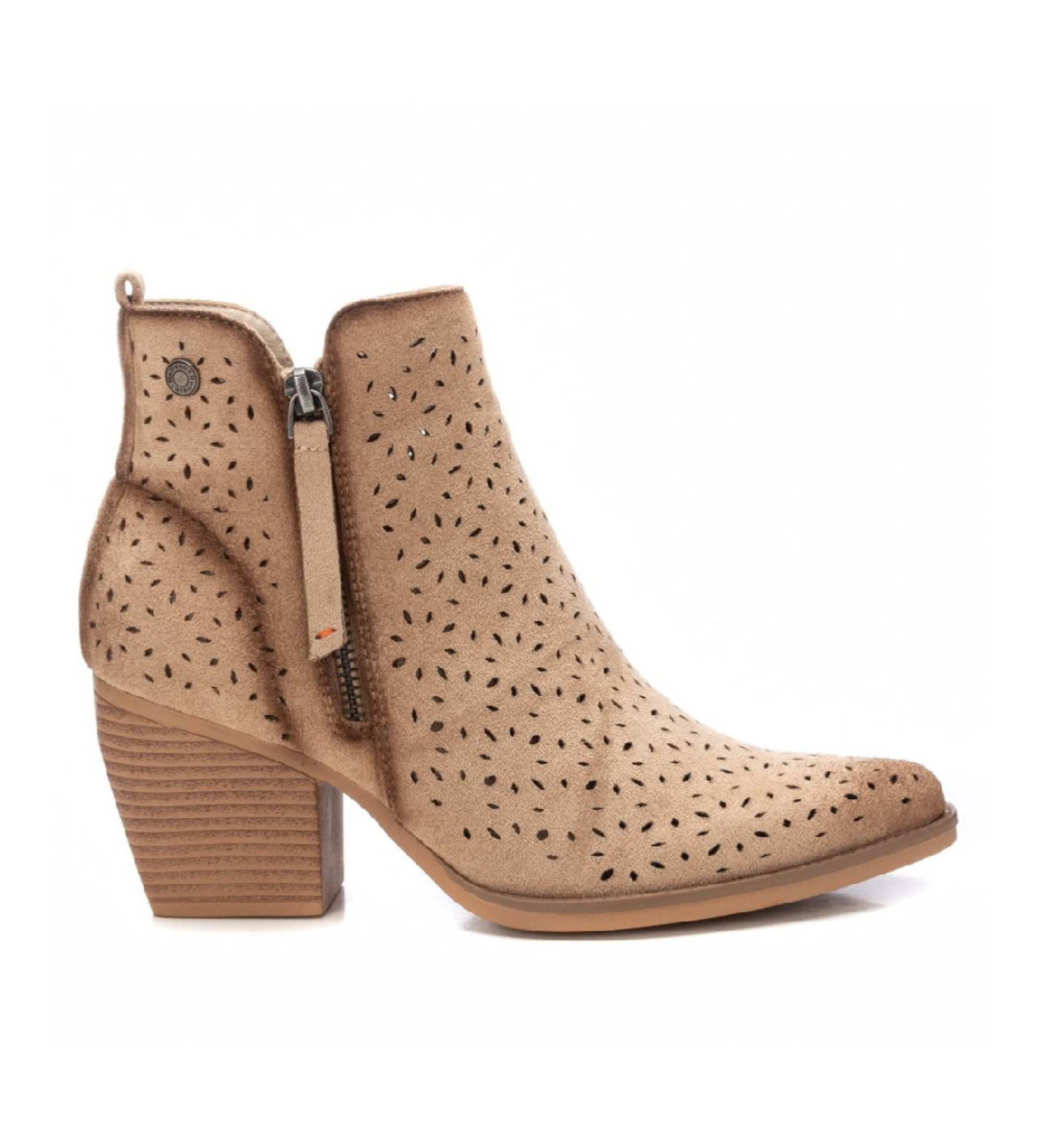 Refresh für Damen. 17251902-BEIGE Lederstiefelette 172519 beige (36), 5 bis 8 cm, Reißverschluss, Lässig