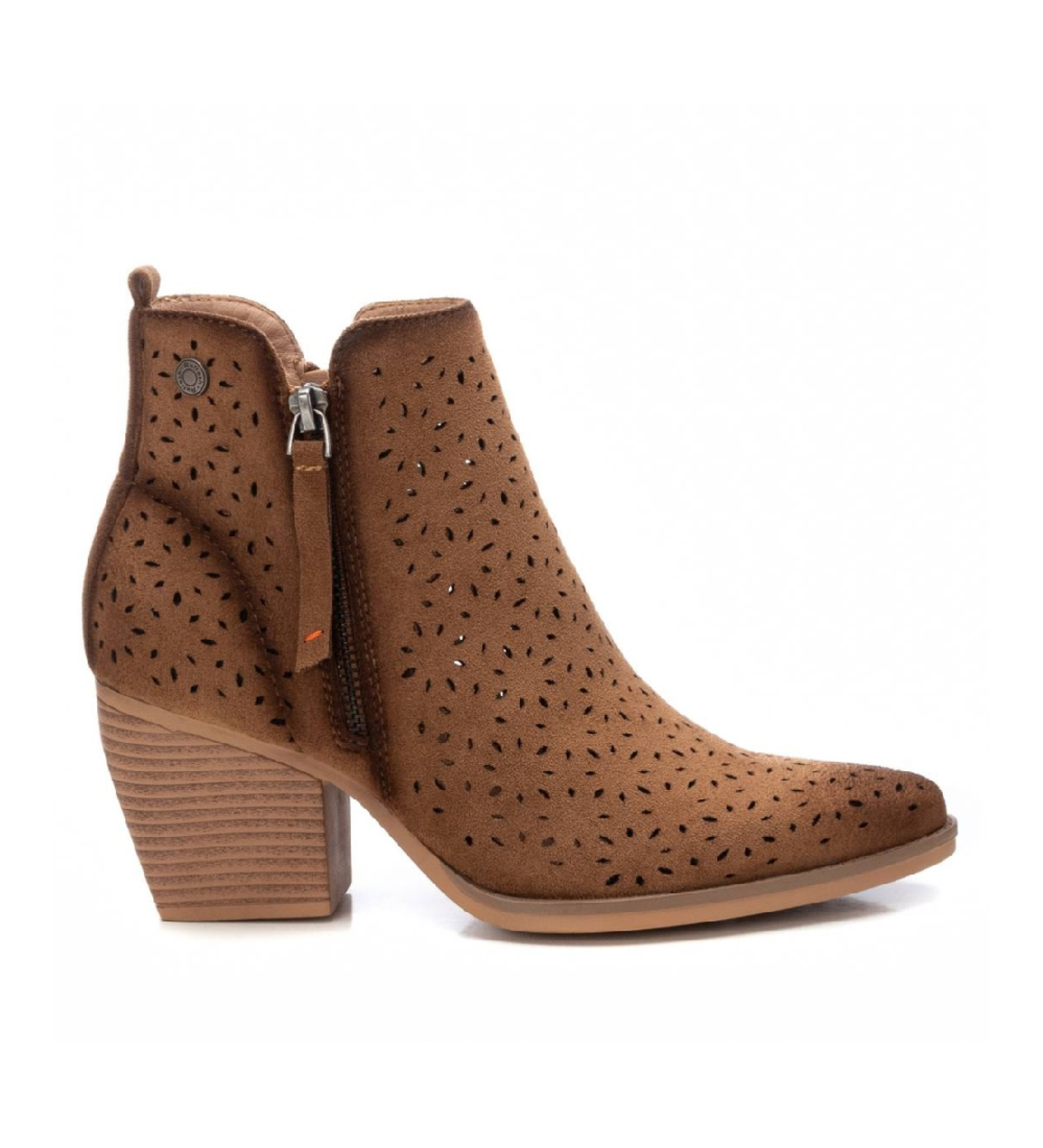 Refresh für Damen. 17251903-TAUPE Lederstiefelette 172519 taupe (39), 5 bis 8 cm, Reißverschluss, Lässig