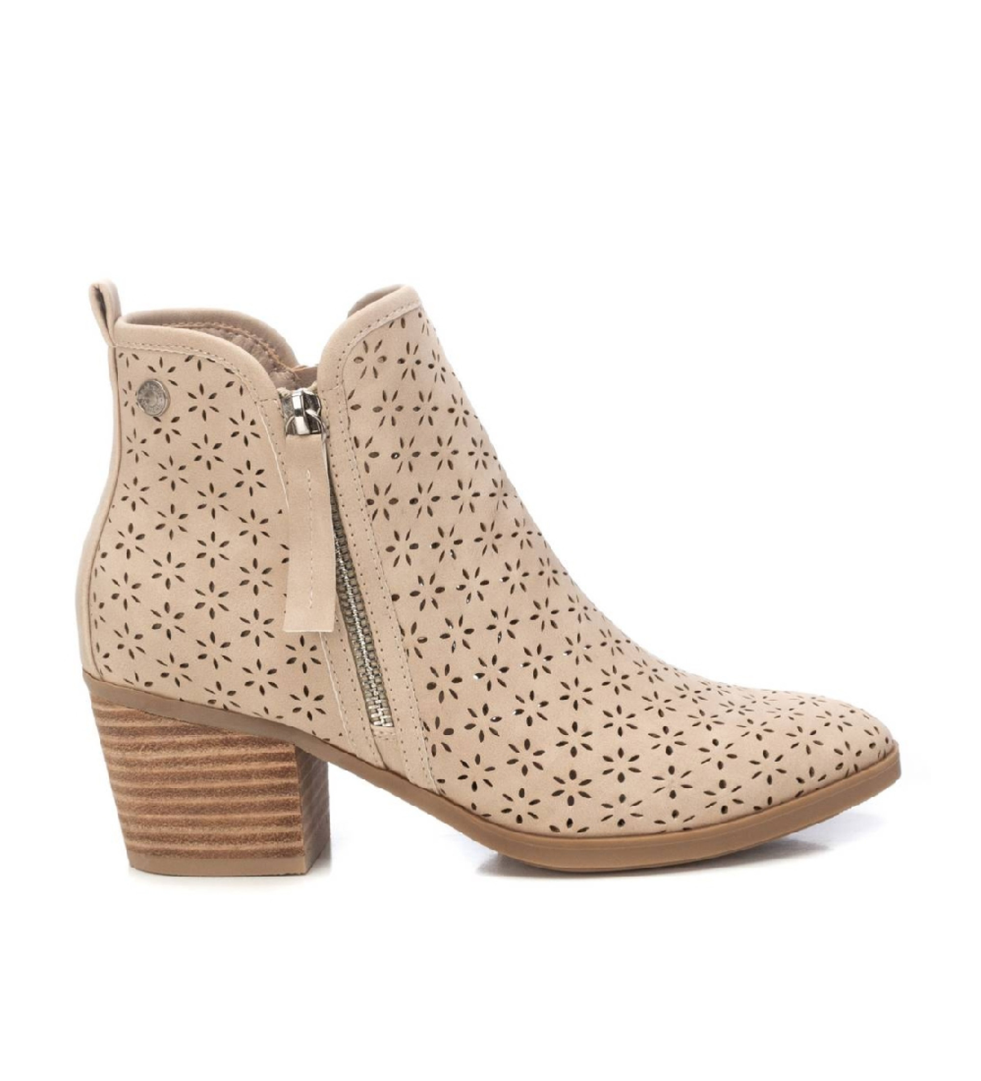 Refresh für Damen. 17278401-BEIGE Stiefelette 172784 beige (37), 5 bis 8 cm, Reißverschluss, Lässig