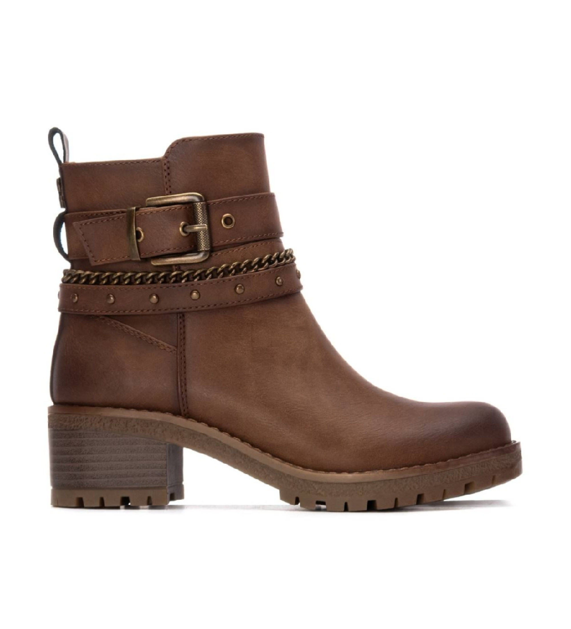 Refresh für Damen. 17291801-CAMEL Stiefelette 172918 braun (40), 3 bis 5 cm, Reißverschluss, Lässig
