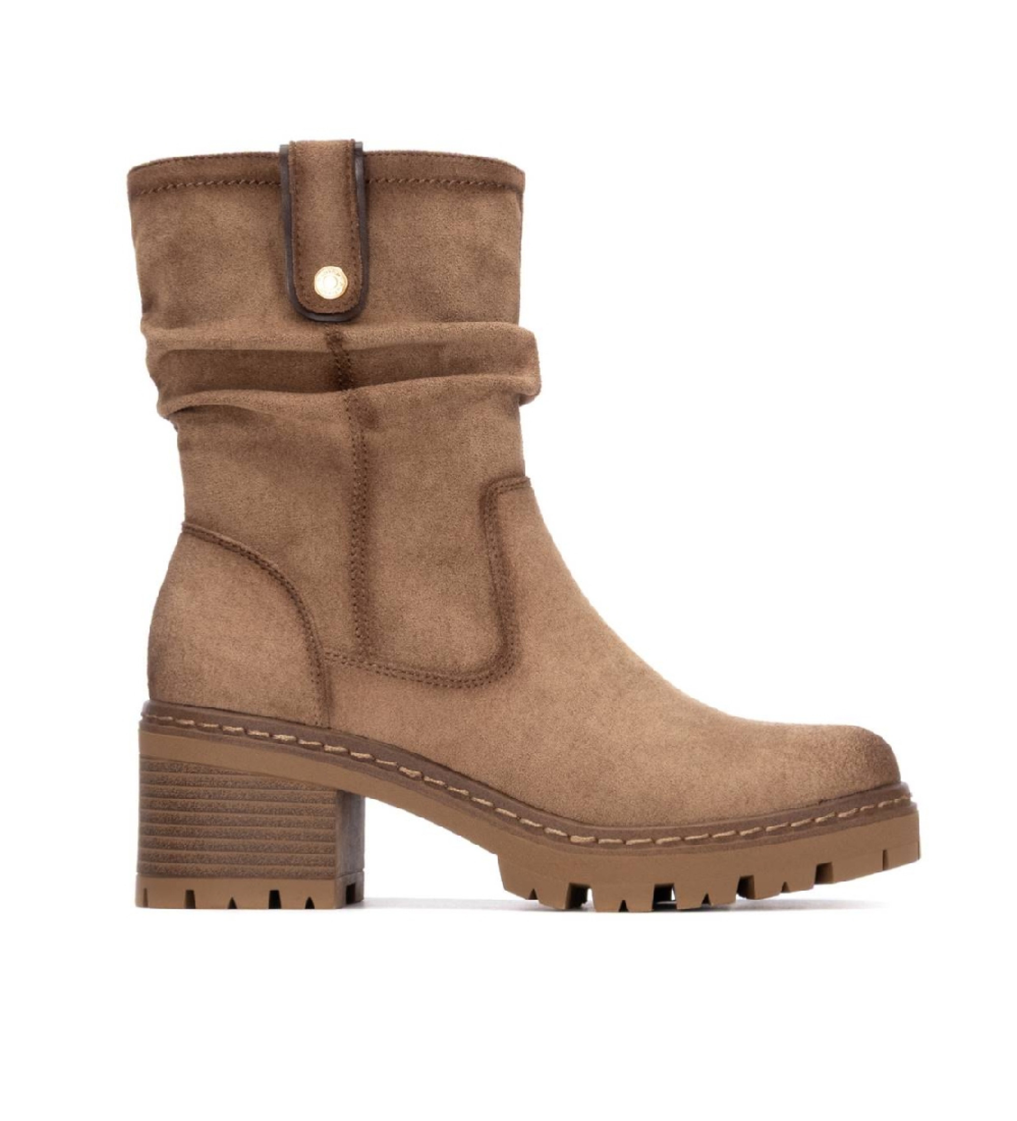Refresh für Damen. 17302102-BEIGE Stiefelette 173021 braun (38), 3 bis 5 cm, Reißverschluss, Lässig