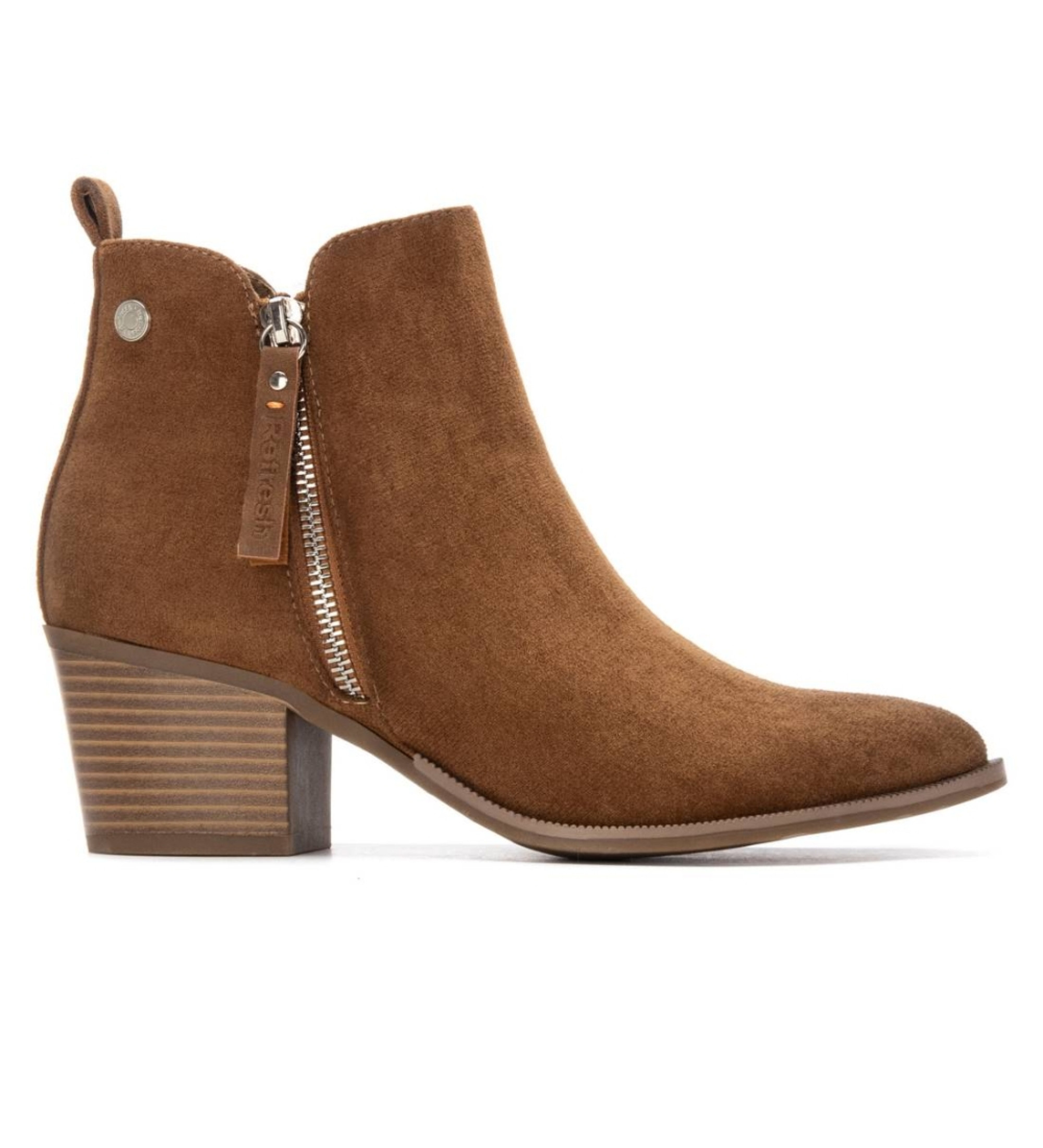 Refresh für Damen. 17318001-CAMEL Stiefelette 173180 braun (41), 3 bis 5 cm, Reißverschluss, Lässig