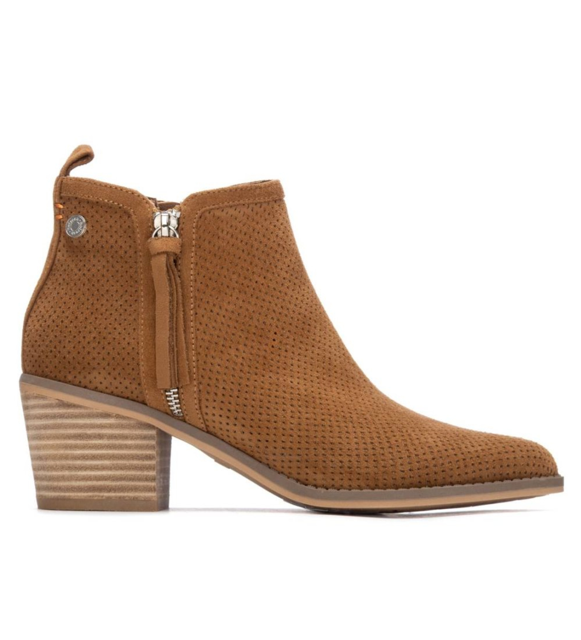Refresh für Damen. 17515104-CAMEL Stiefelette 175151 braun (37), 3 bis 5 cm, Reißverschluss, Lässig, Wildleder
